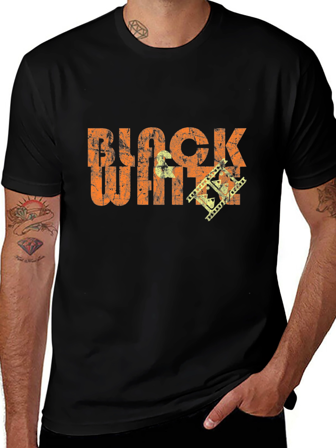 Variant 8 of Black White Film Crew Graphic T-Shirt
