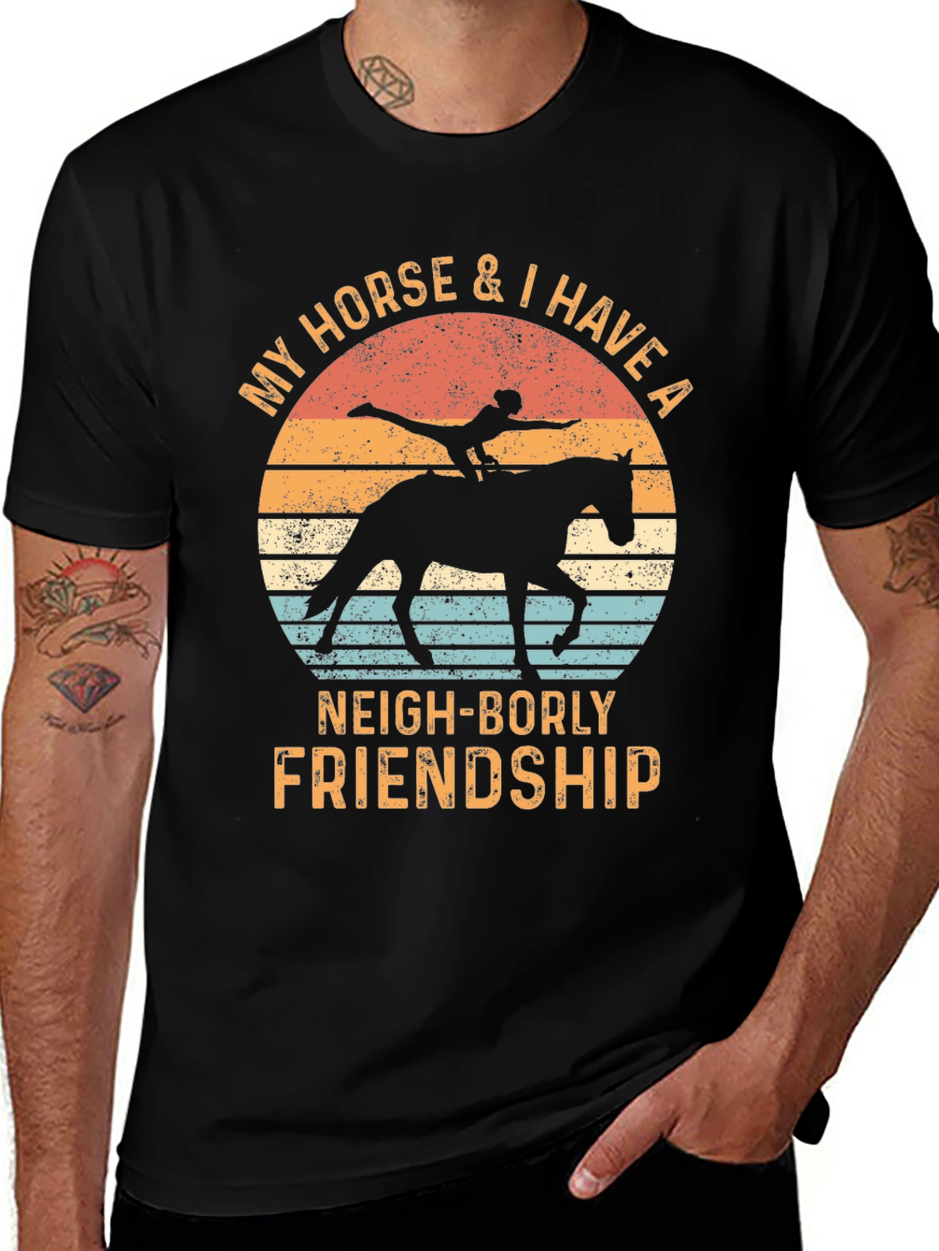 Variant 16 of Horse & Rider Graphic Tee - Neigh-Borly Friendship T-Shirt