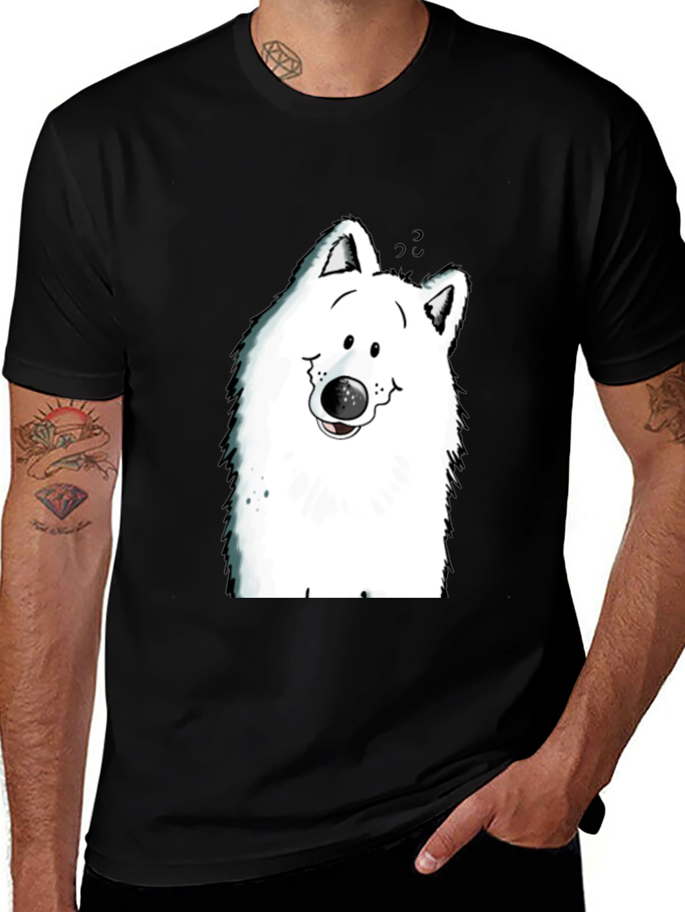 Variant 22 of Cartoon Dog Graphic Tee - Black T-Shirt