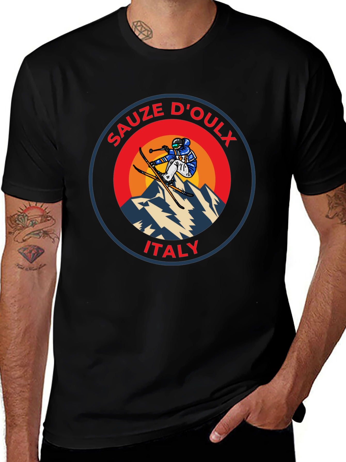 Variant 6 of Sauze D'Oulx Italy Skiing T-Shirt