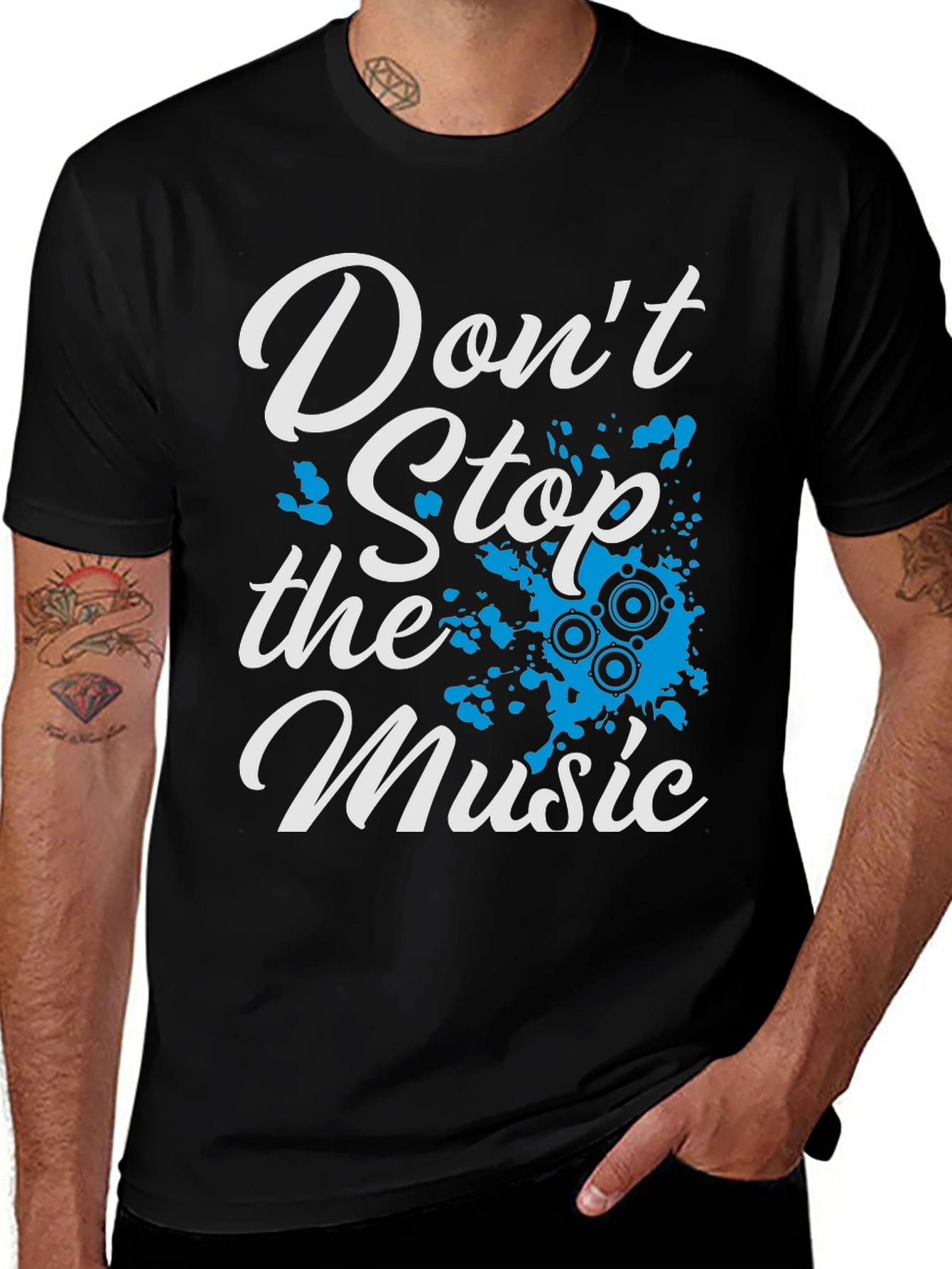 Variant 26 of Don't Stop the Music Graphic Tee - Stylish Black T-Shirt