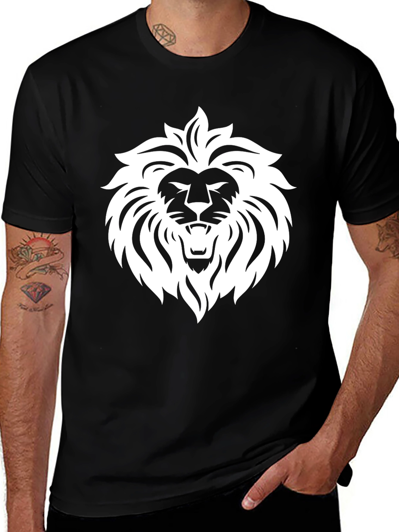 Variant 23 of Bold Lion Graphic Black T-Shirt