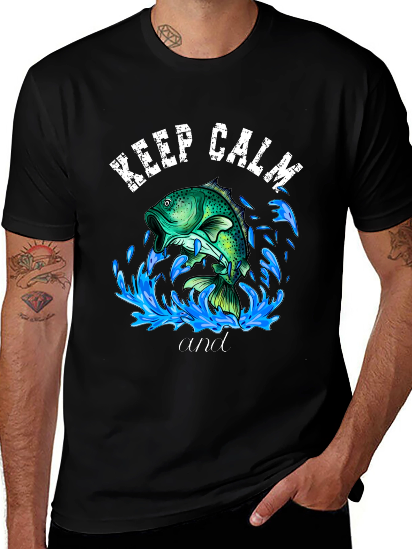 Variant 19 of Keep Calm and Fish Black Graphic T-Shirt