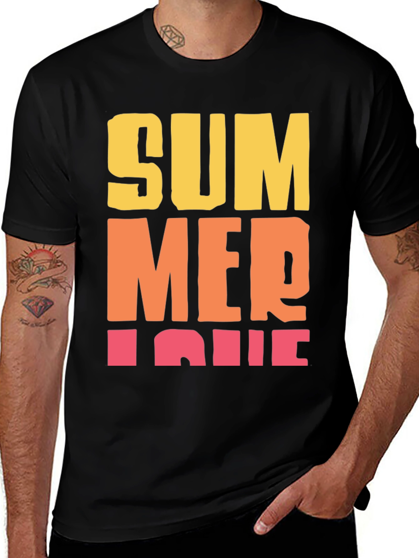 Variant 22 of Summer Love Graphic Tee - Casual Black T-Shirt