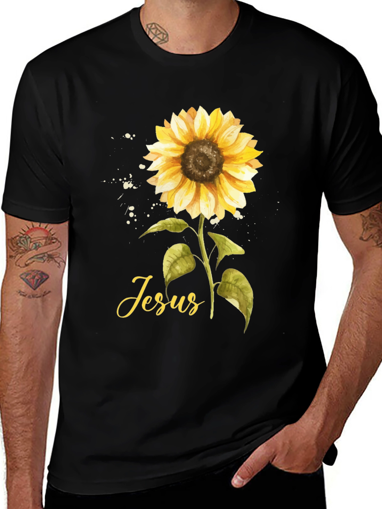 Variant 12 of Sunflower Jesus T-Shirt - Faith Inspired Design