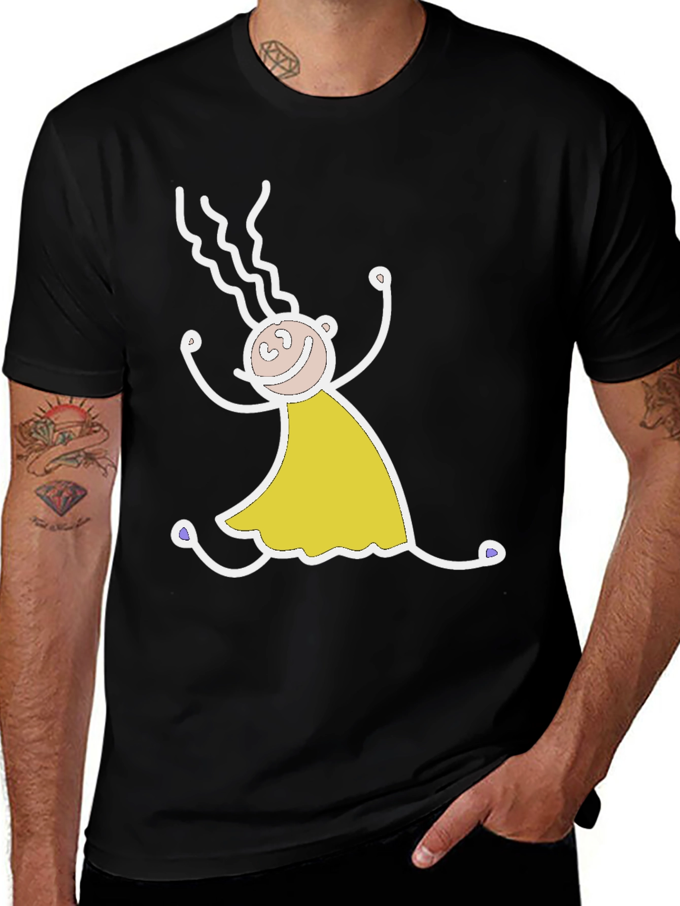 Funny Stick Figure Black T-Shirt