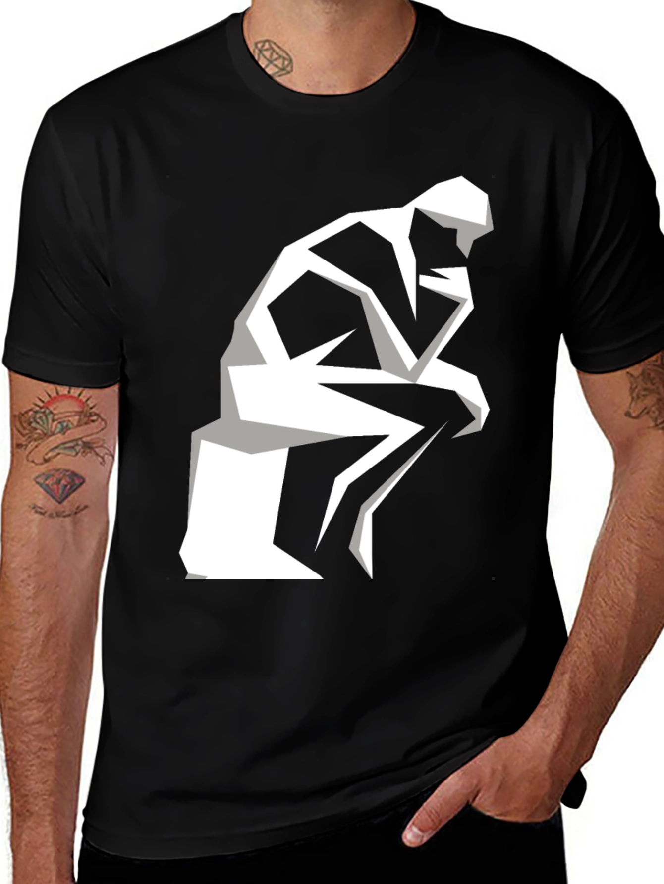 Variant 10 of The Thinker Graphic Tee - Modern Minimalist Design