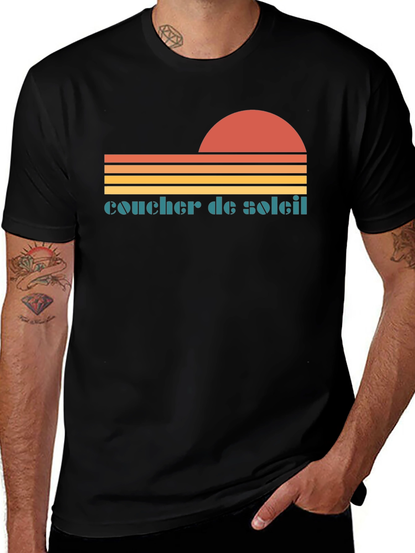 Variant 6 of Retro Sunset T-Shirt - Coucher de Soleil
