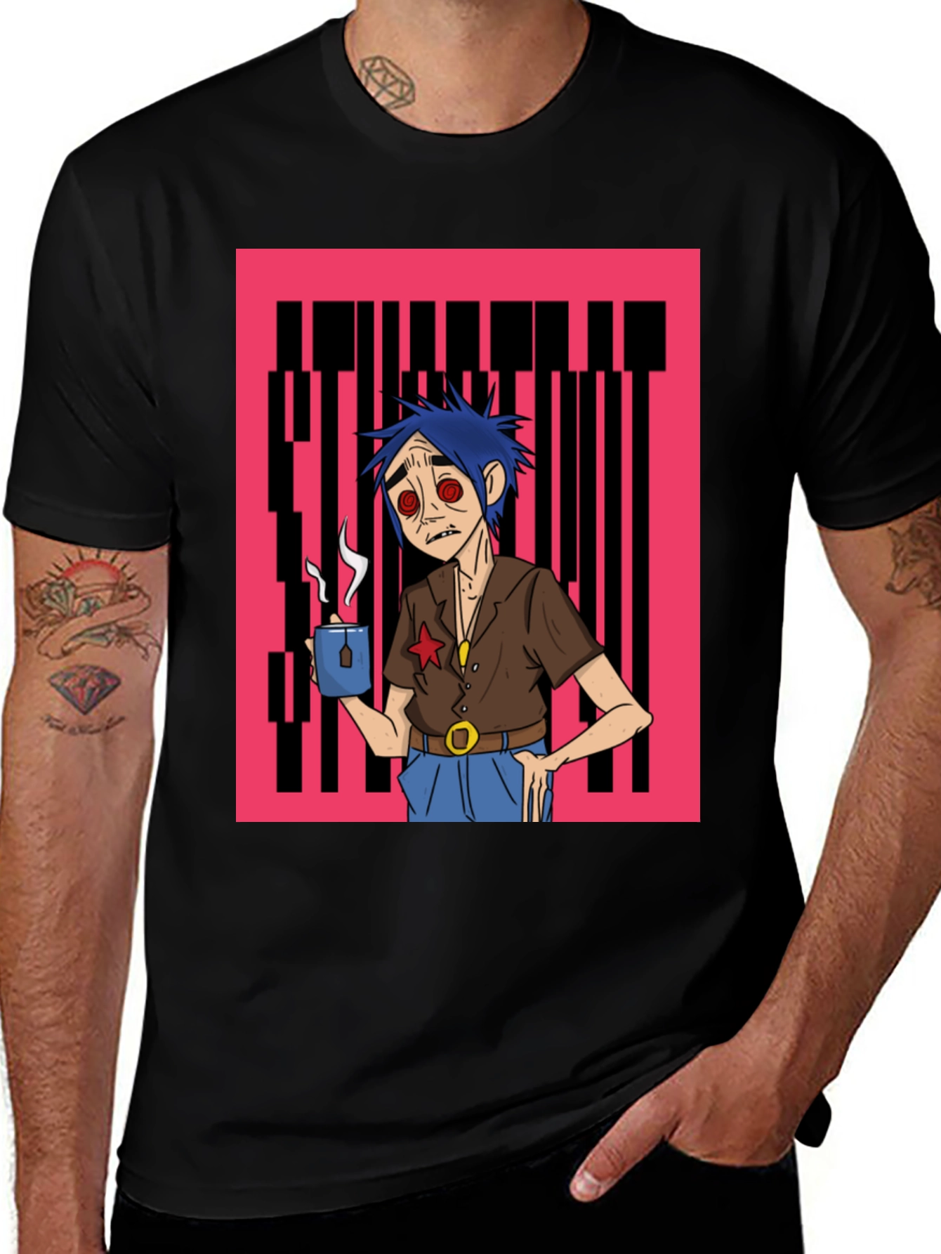 Gorillaz 2D Character Graphic Print Black T-Shirt