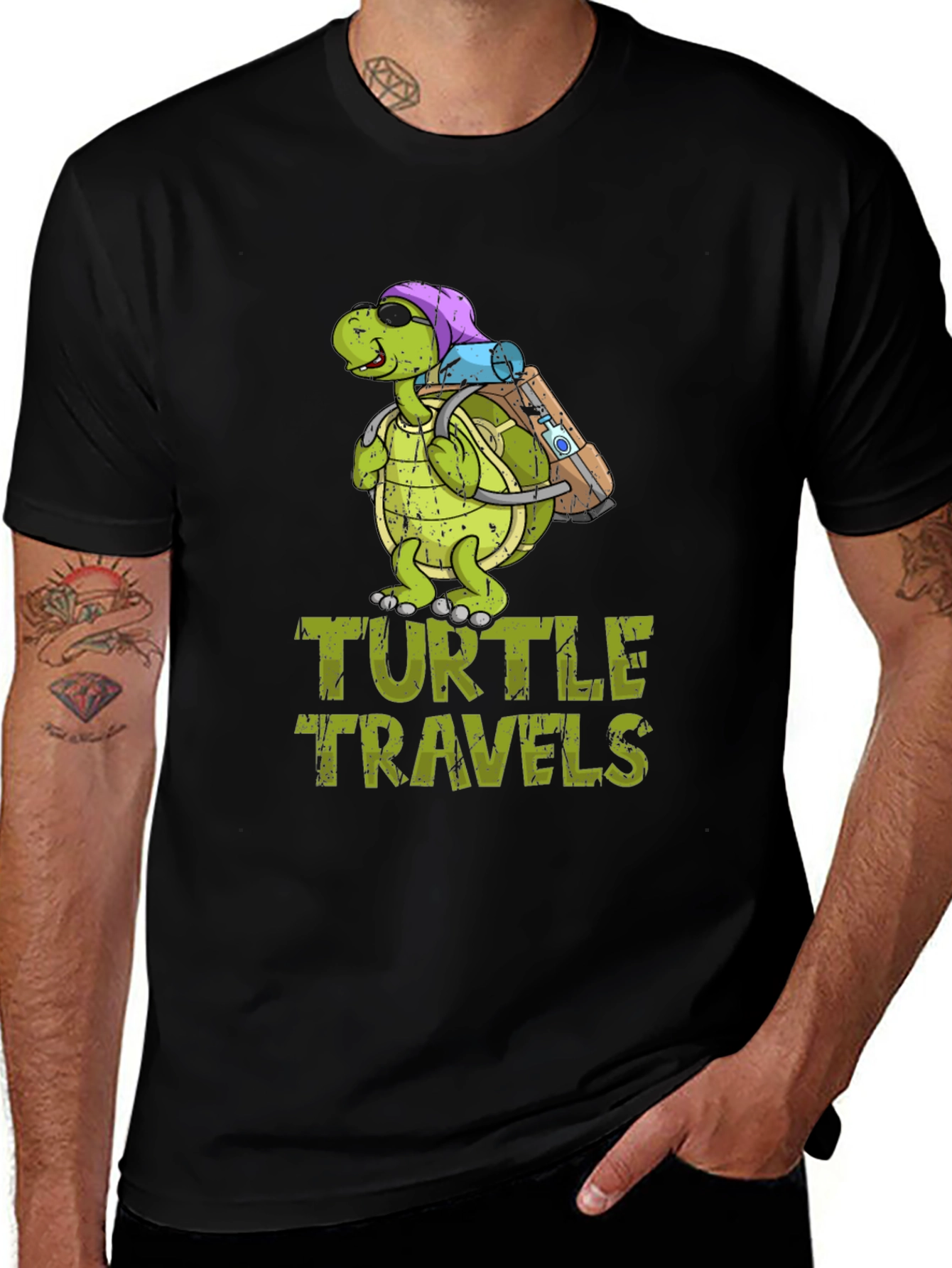 Variant 27 of Turtle Travels T-Shirt, Funny Cartoon Graphic Tee
