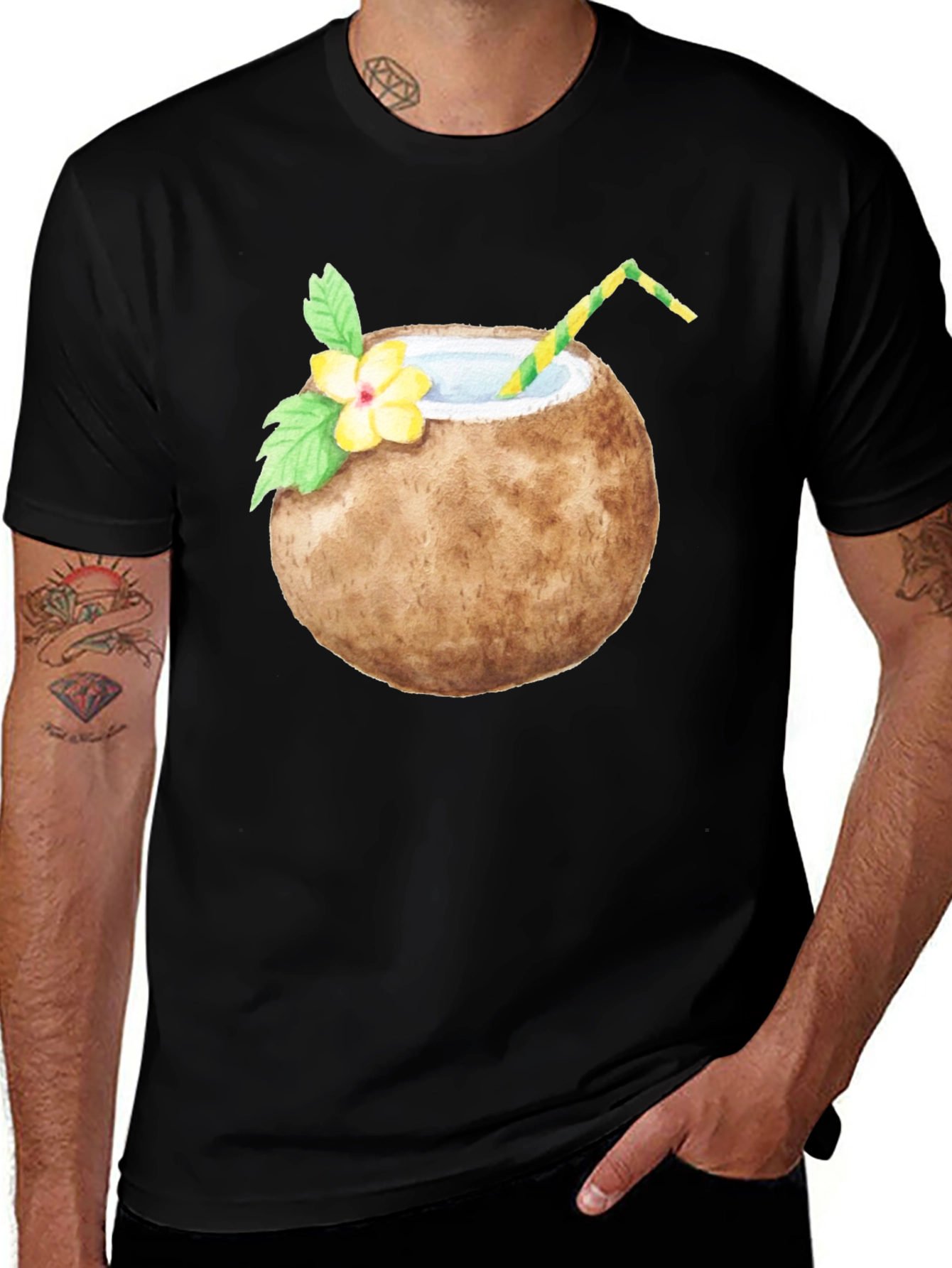 Coconut Drink Graphic Tee - Tropical T-Shirt