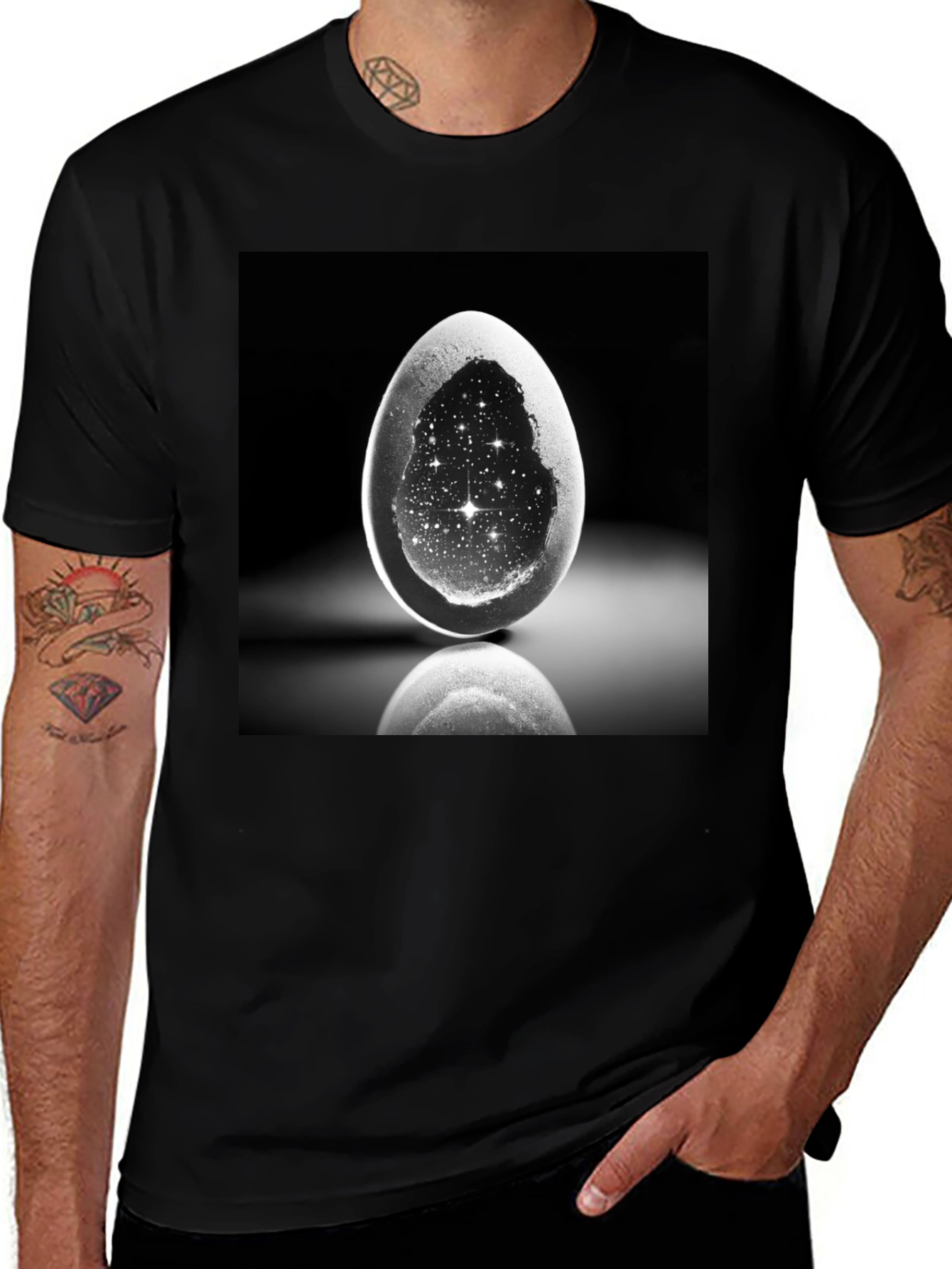 Variant 26 of Cosmic Egg Graphic Black T-Shirt