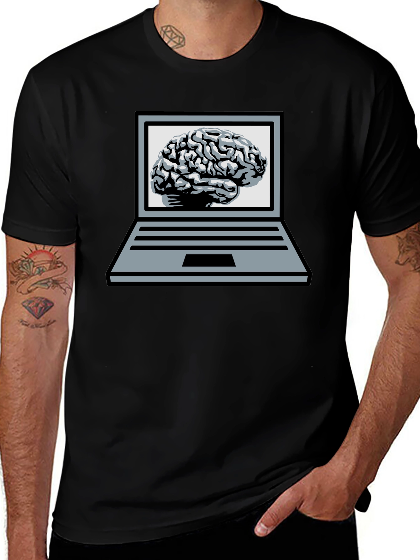 Variant 29 of Brainy Laptop T-Shirt - Smart Casual Wear