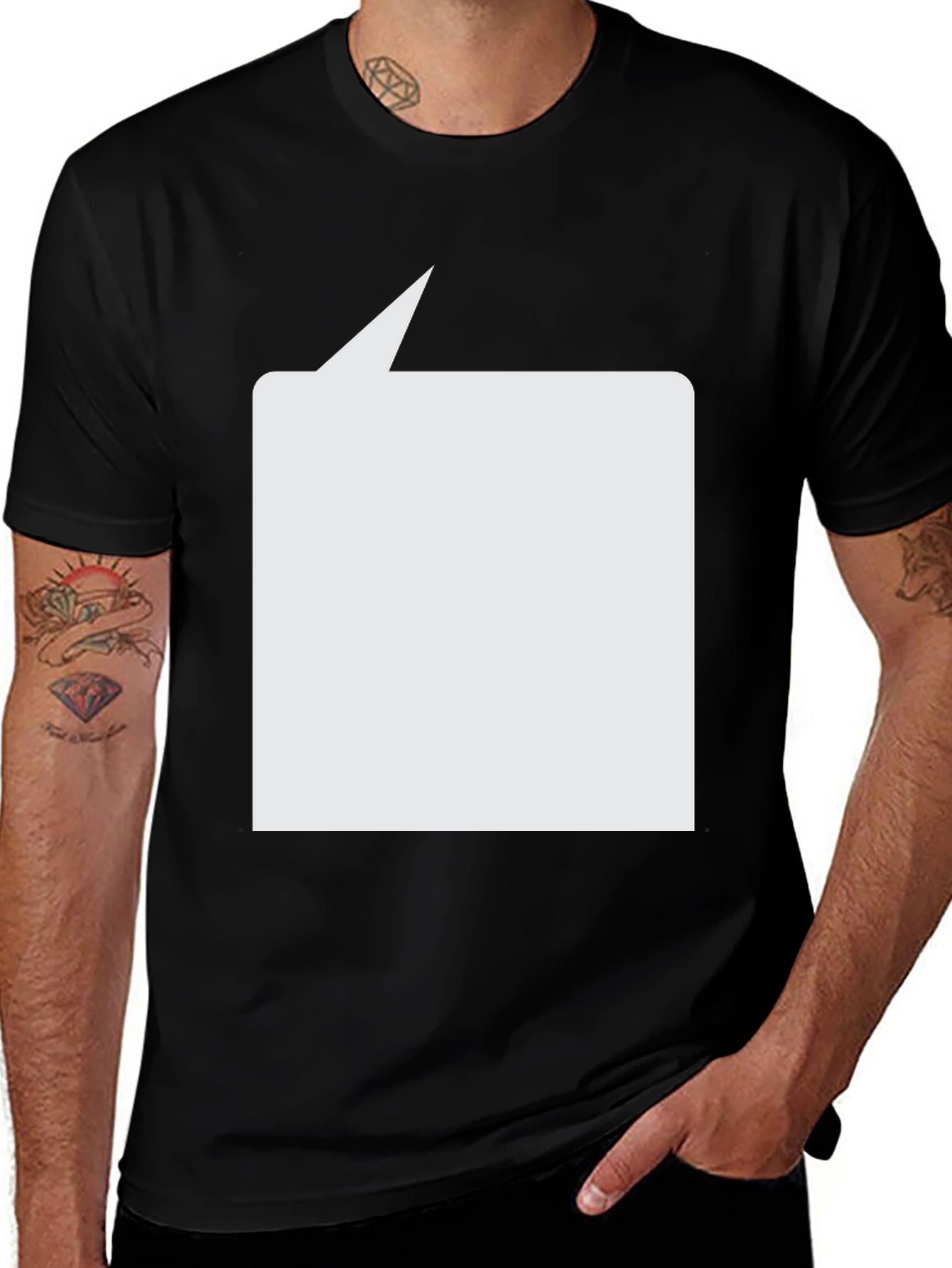 Variant 16 of Black T-Shirt with Blank Speech Bubble
