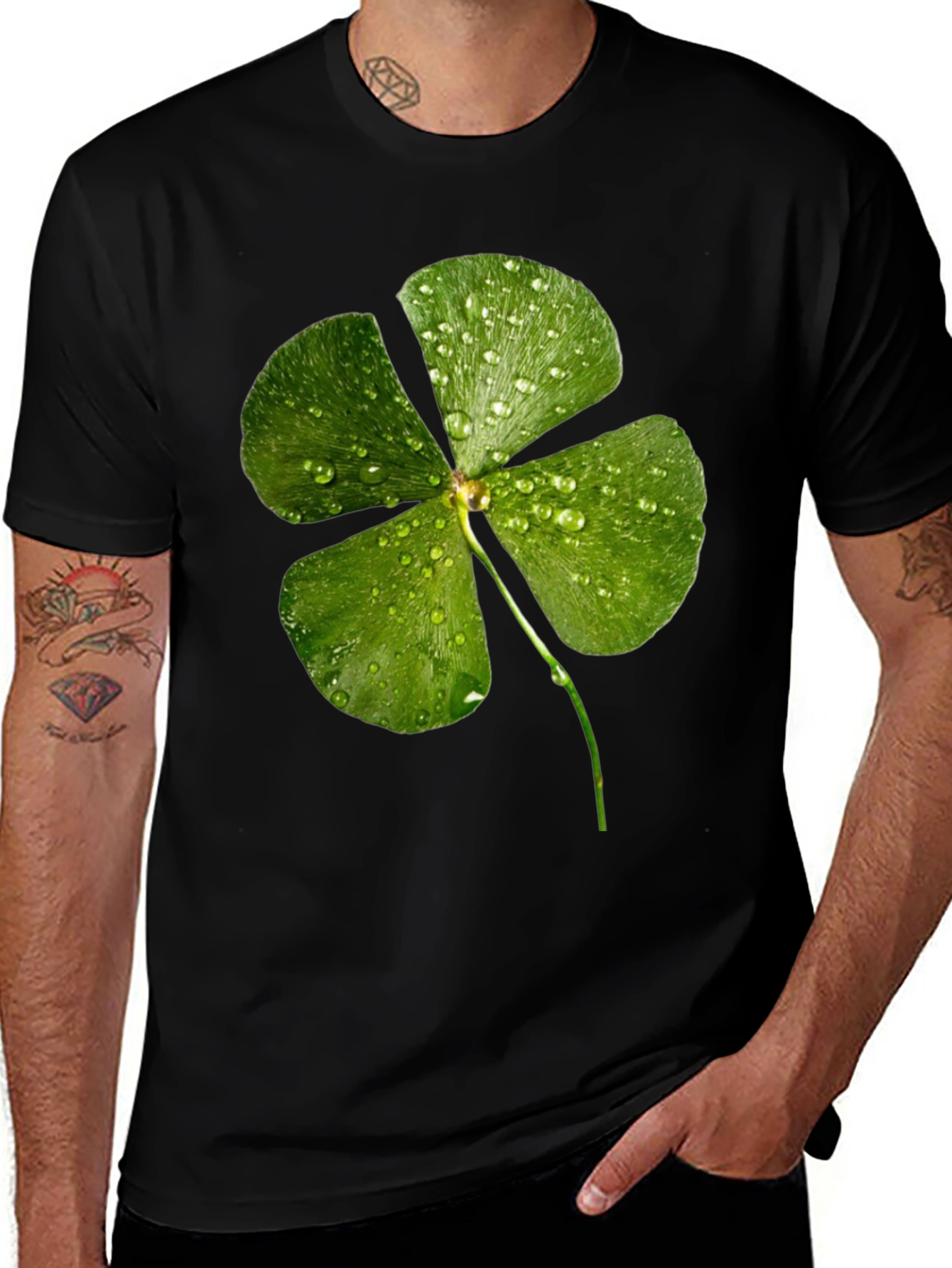 Variant 6 of Lucky Clover T-Shirt - Four Leaf Design