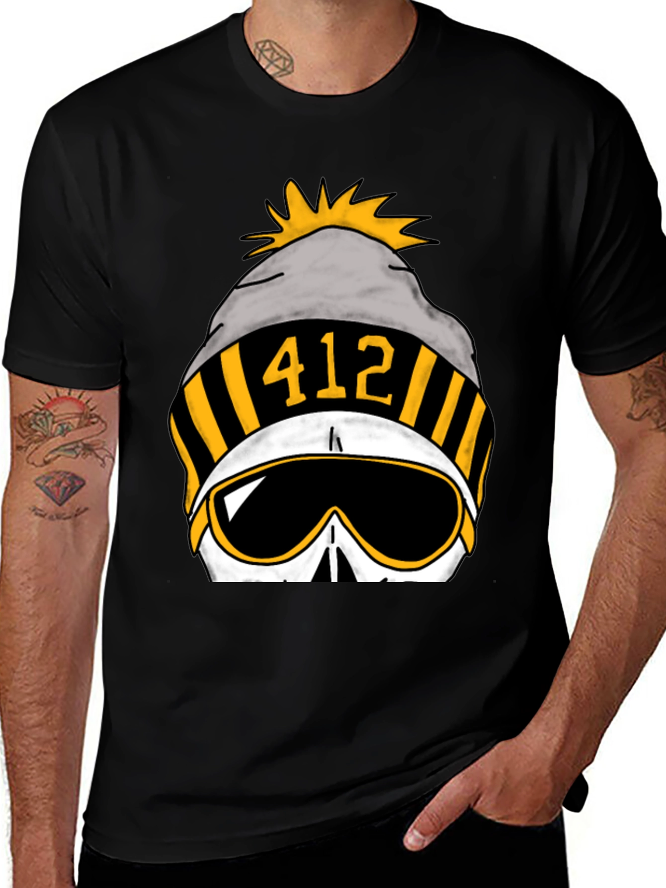 Pittsburgh 412 Ski Hat Graphic T-Shirt