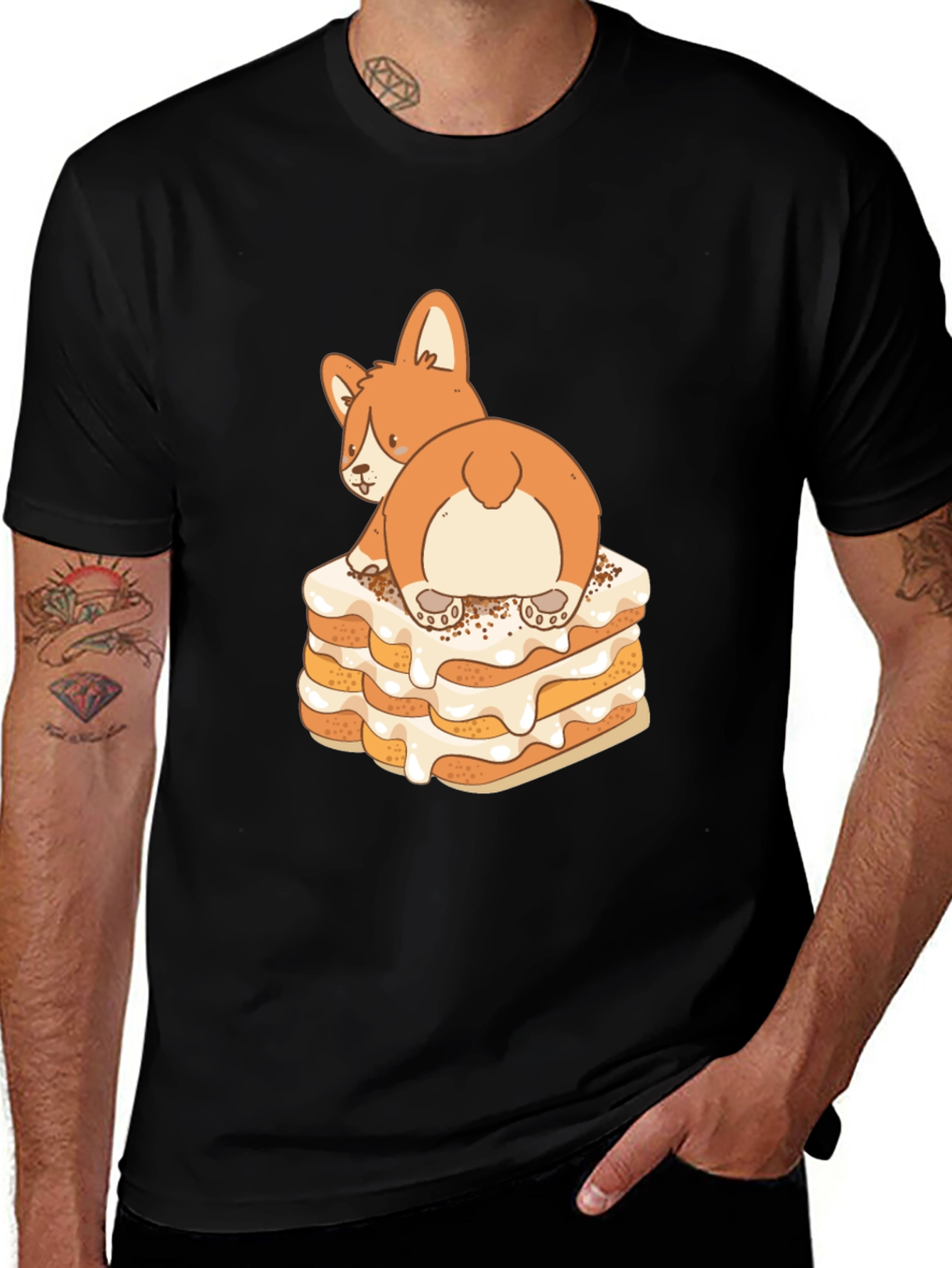 Variant 20 of Corgi Butt Pancakes T-Shirt Funny Dog Tee