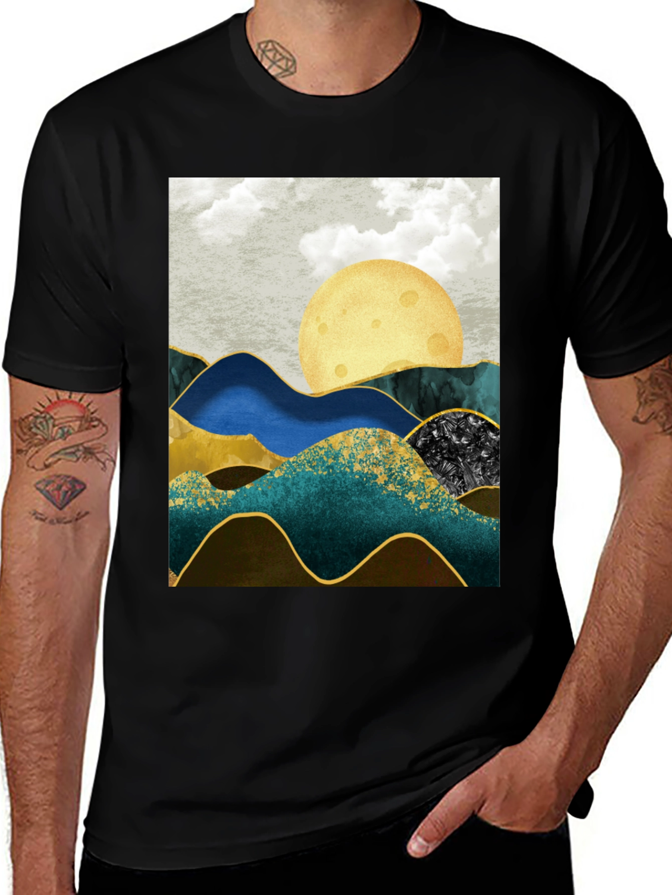 Variant 14 of Abstract Mountain & Moon Graphic Tee