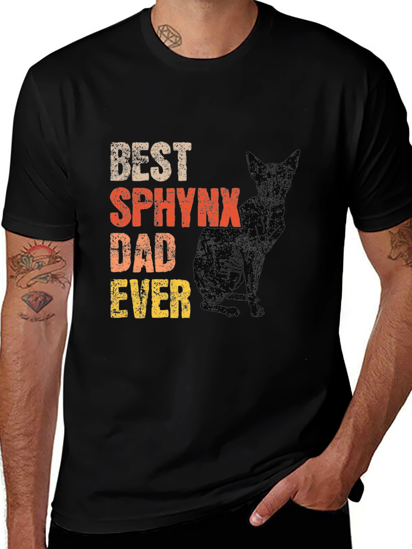 Black Best Sphynx Dad Ever T-Shirt main image