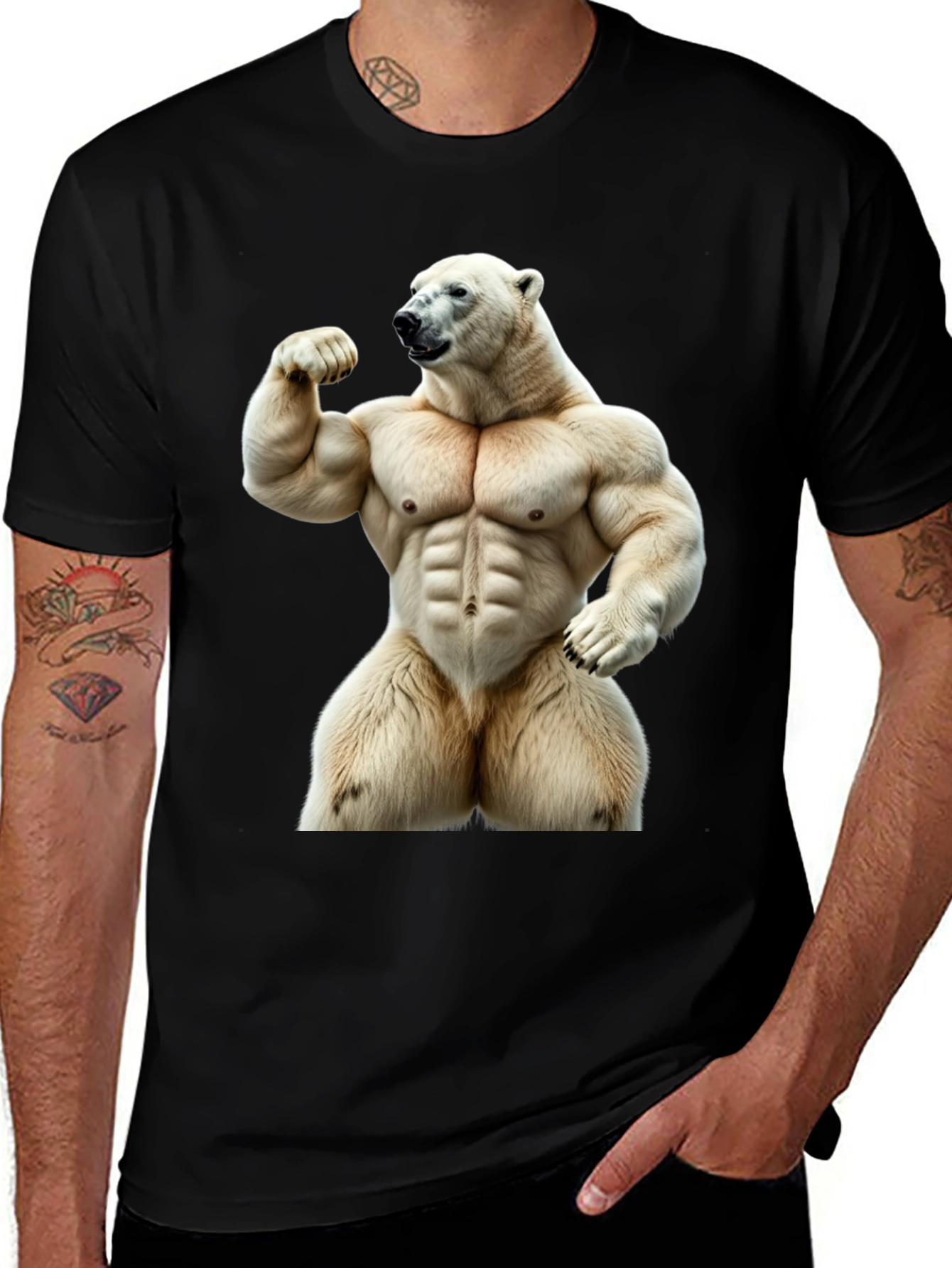 Variant 24 of Muscular Polar Bear Graphic T-Shirt