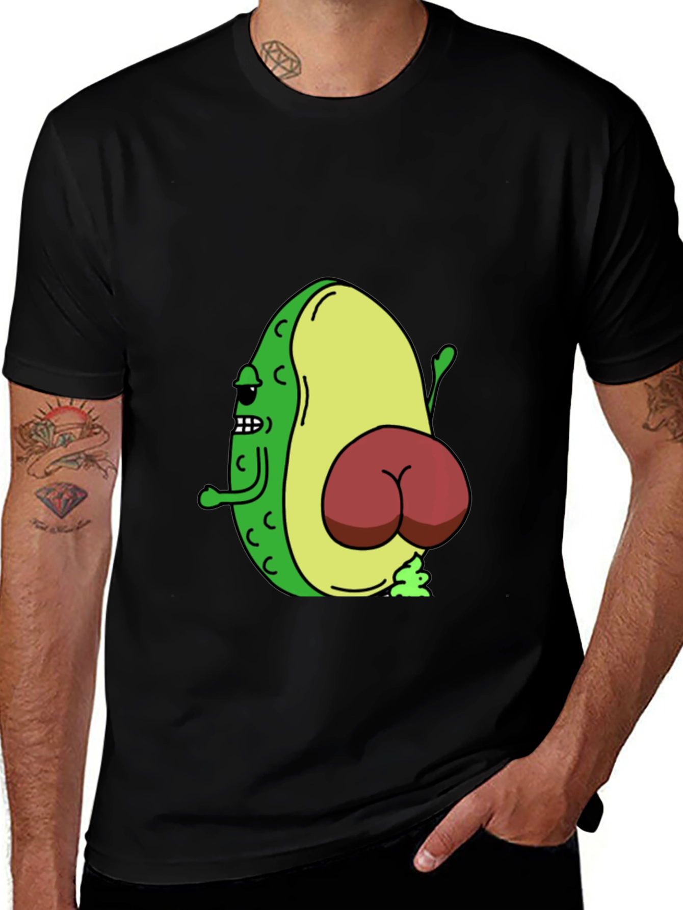 Black Funny Avocado Butt T-Shirt - Black main image