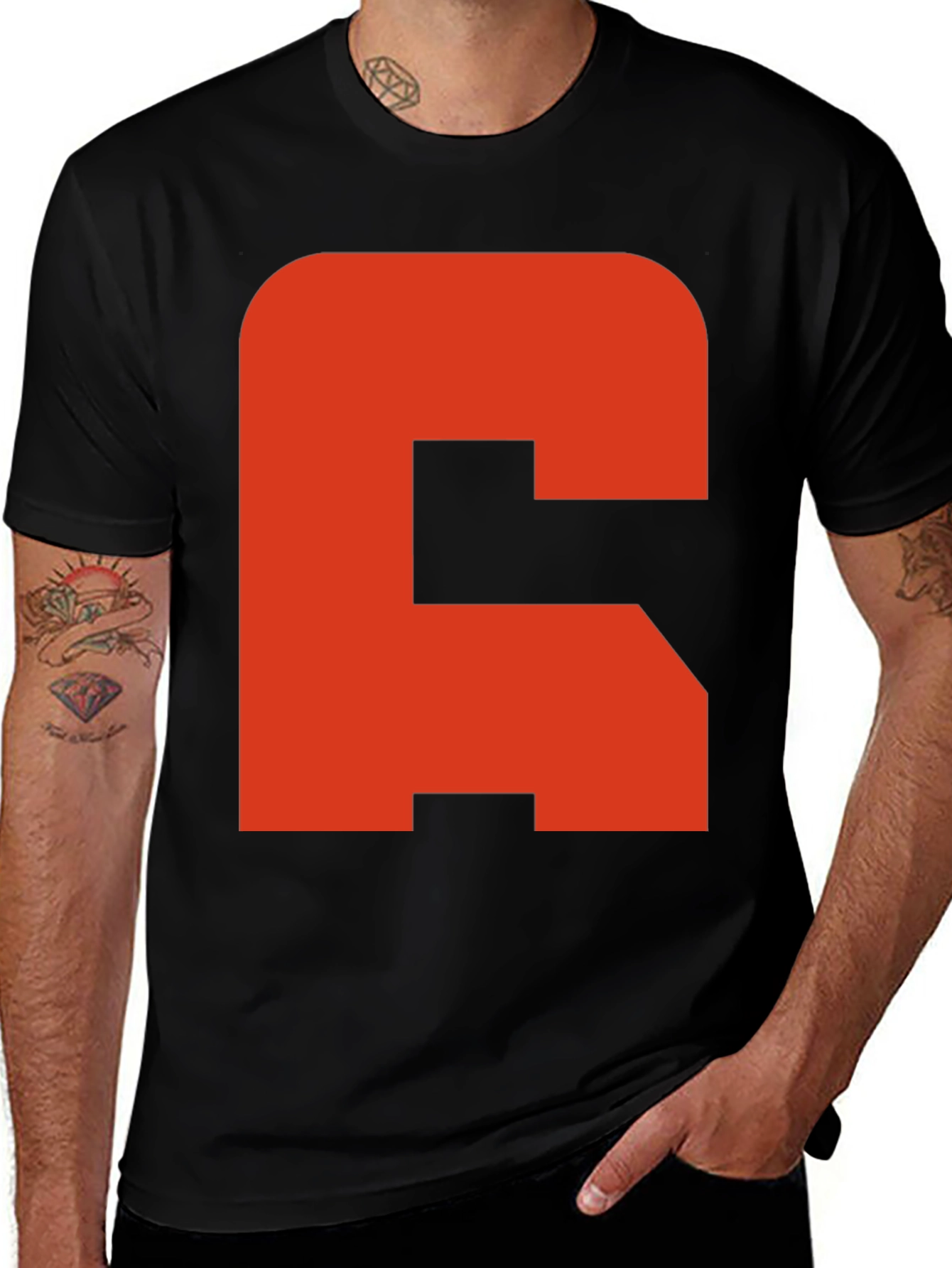 Variant 29 of Bold Initial Tee - 'C' Graphic Black T-Shirt