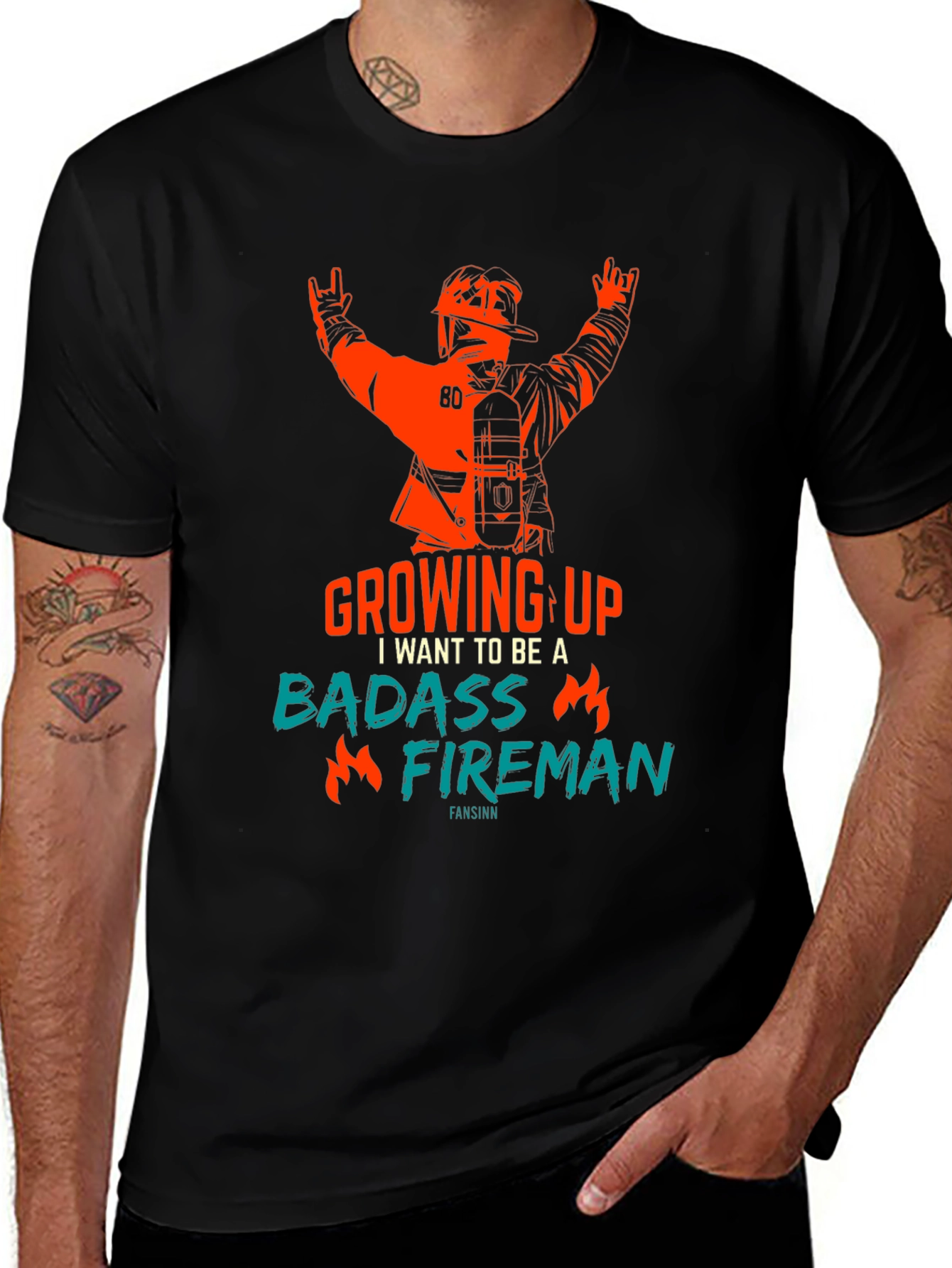 Variant 26 of Badass Fireman T-Shirt