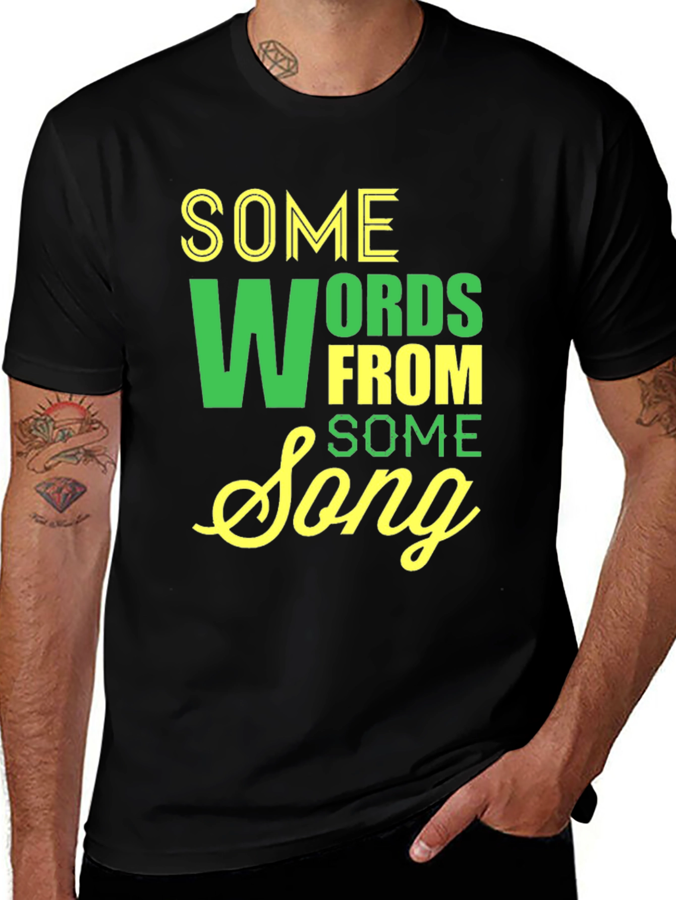 Variant 4 of Song Lyrics Graphic Tee - Black Casual Cotton Shirt