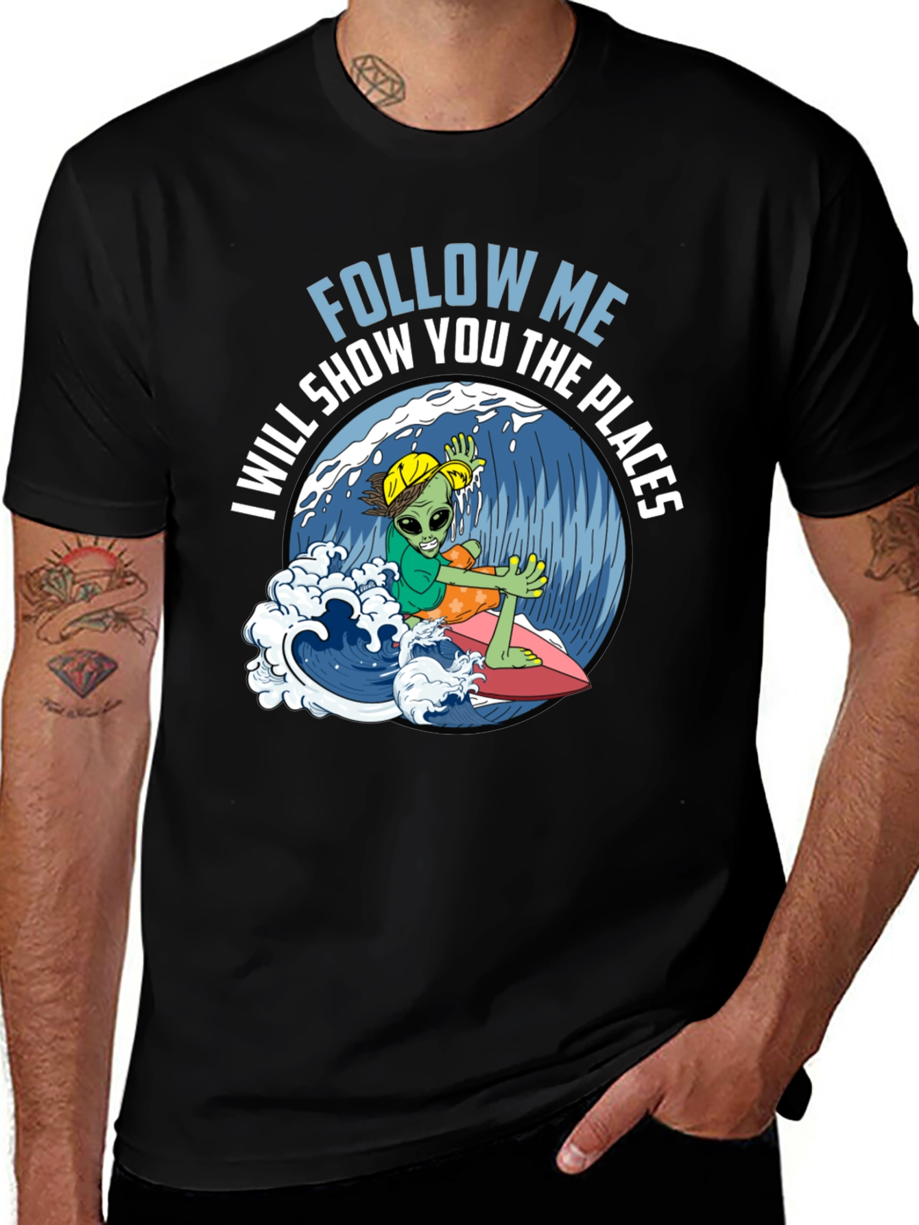 Variant 6 of Alien Surfer T-Shirt - Follow Me!