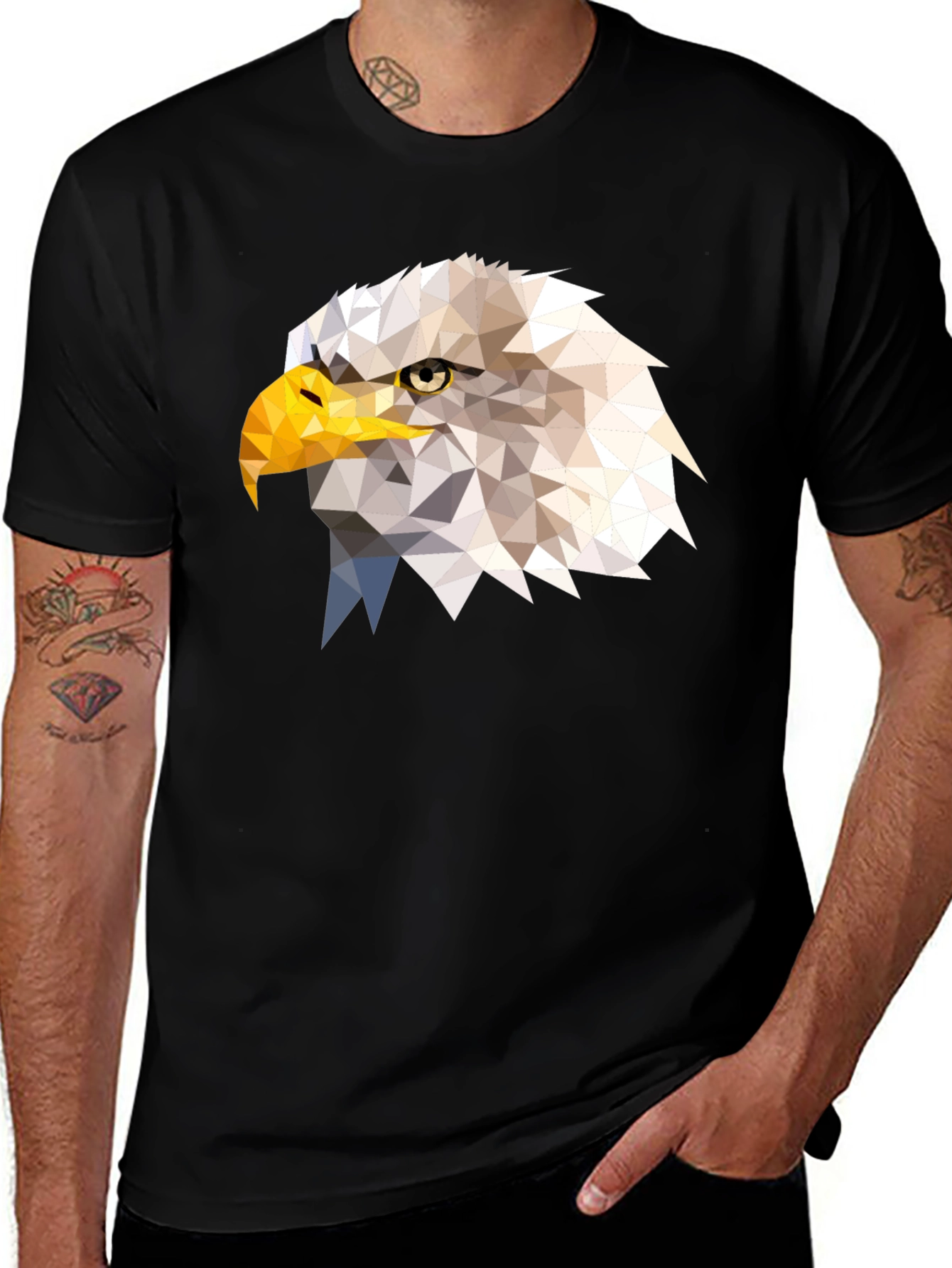 Variant 21 of Geometric Eagle Graphic Tee - Black