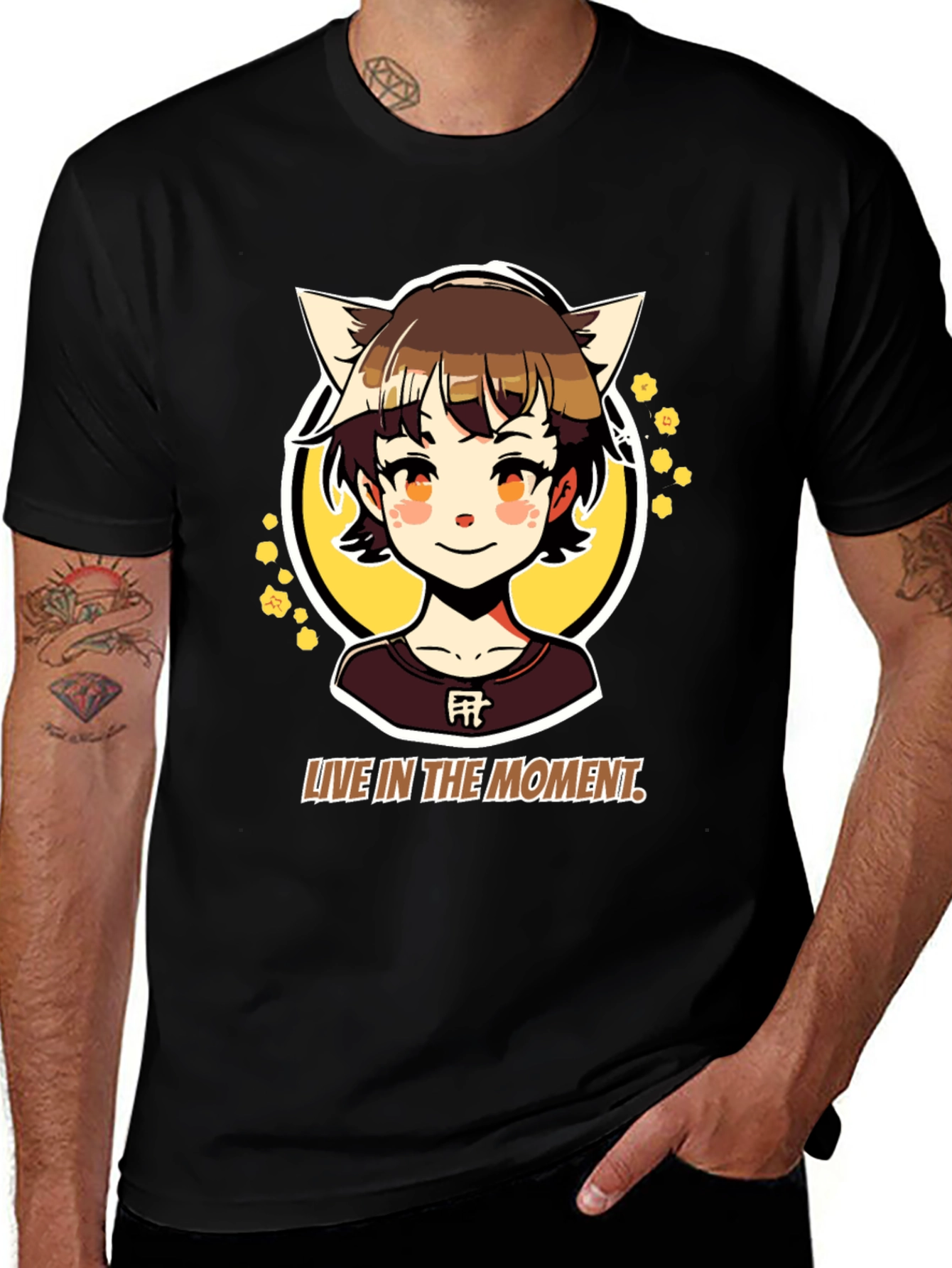 Variant 23 of Live in the Moment Anime Cat Girl T-Shirt