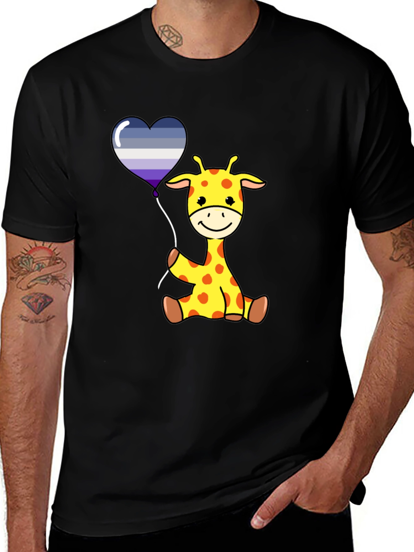 Aromantic Giraffe Heart Balloon T-Shirt