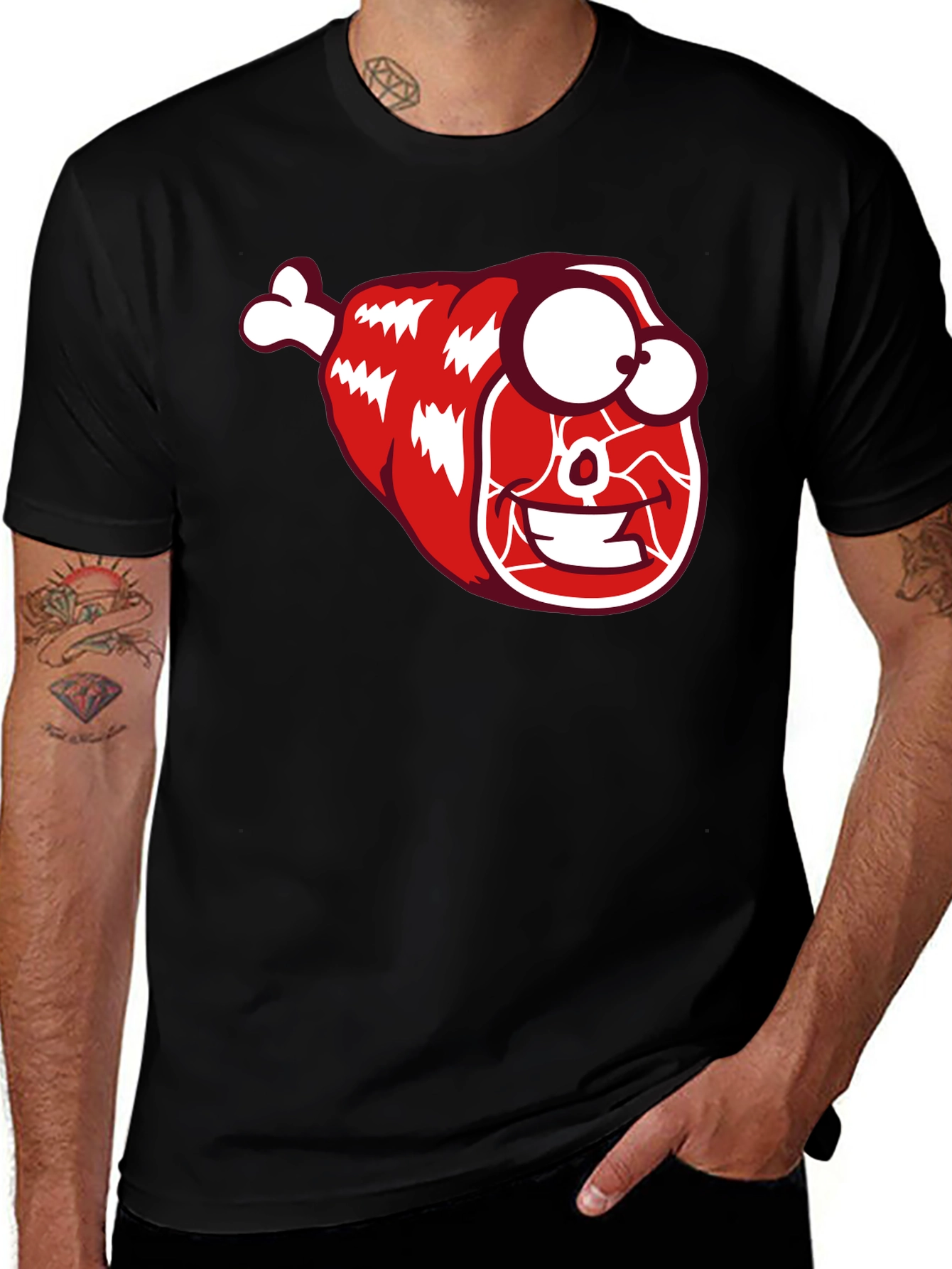 Funny Meat Cartoon Graphic T-Shirt