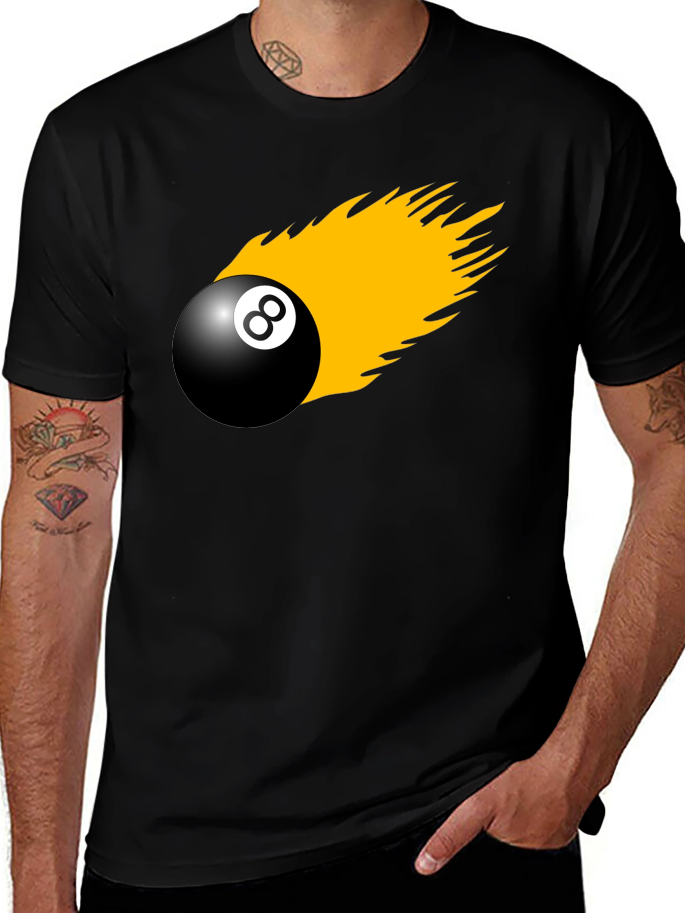 Variant 17 of 8-Ball On Fire Graphic Tee - Black