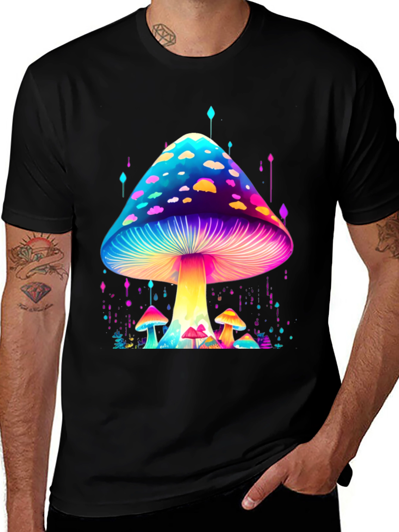 Variant 18 of Psychedelic Mushroom Black T-Shirt