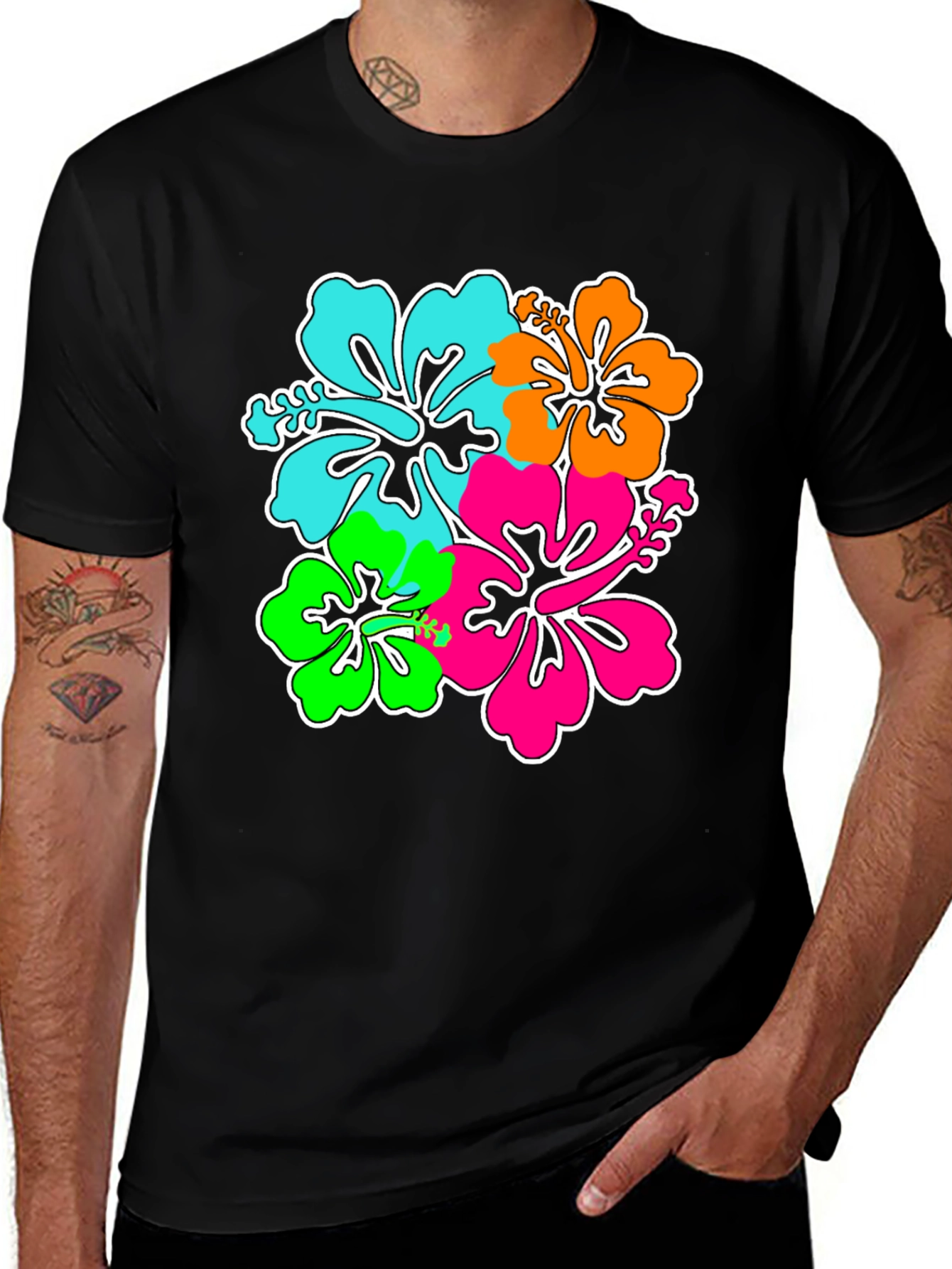 Variant 25 of Hibiscus Flower Graphic Print T-Shirt