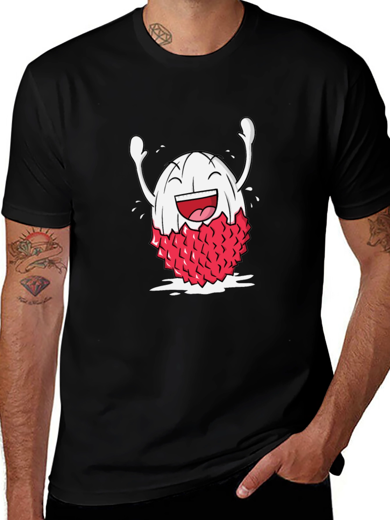 Variant 10 of Lychee Cartoon Black T-Shirt