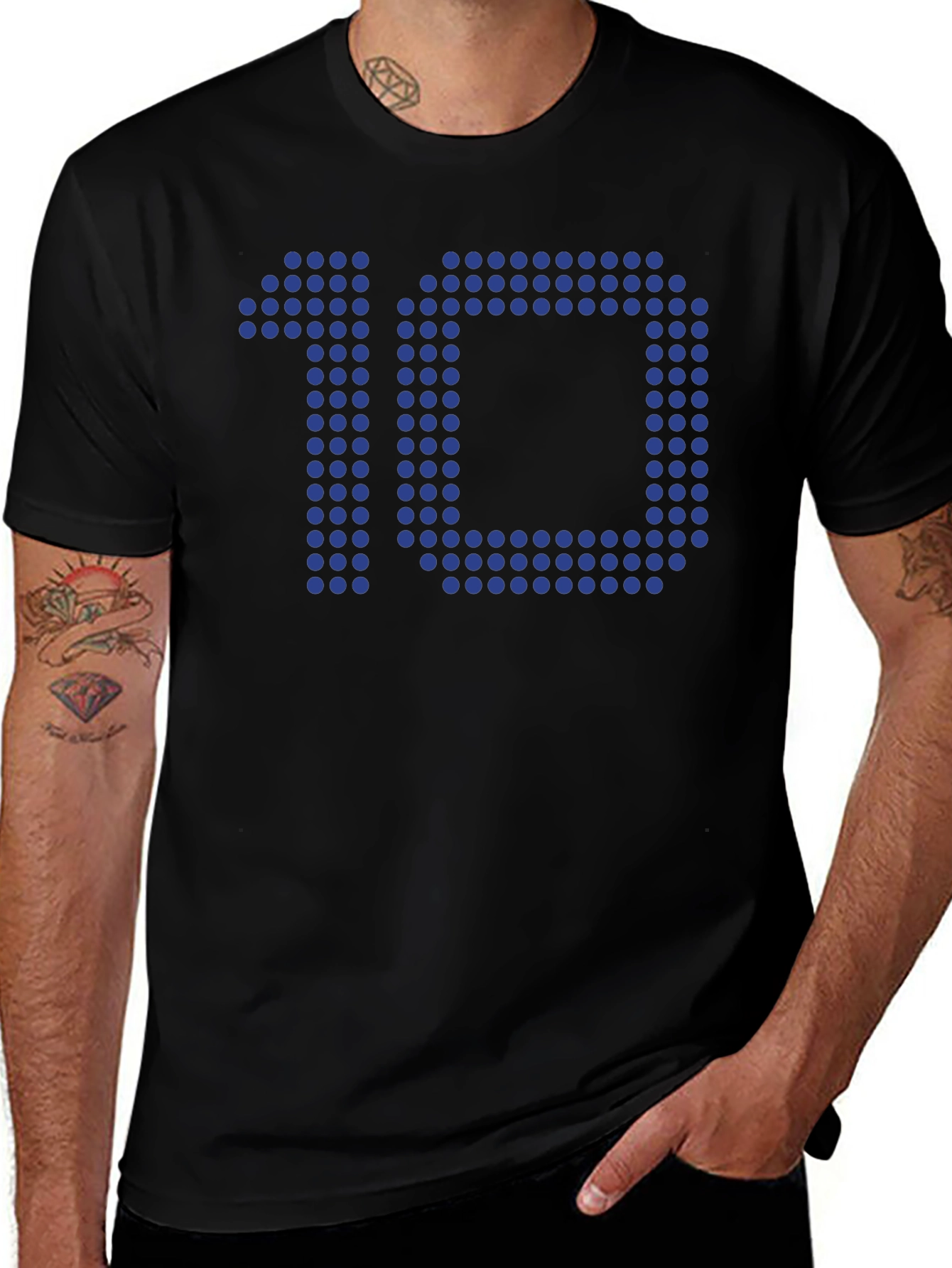 Variant 6 of Pixelated Number 10 Graphic Tee - Black