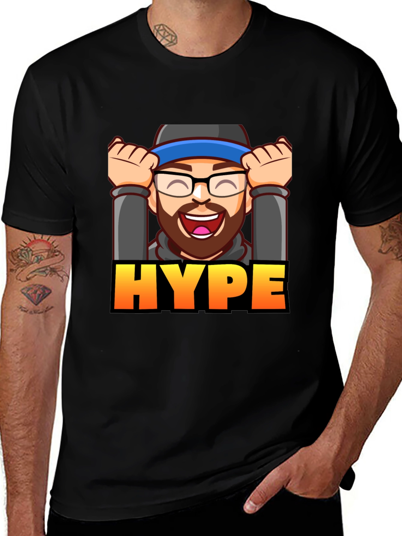 Variant 6 of Hype Cartoon Graphic Black T-Shirt