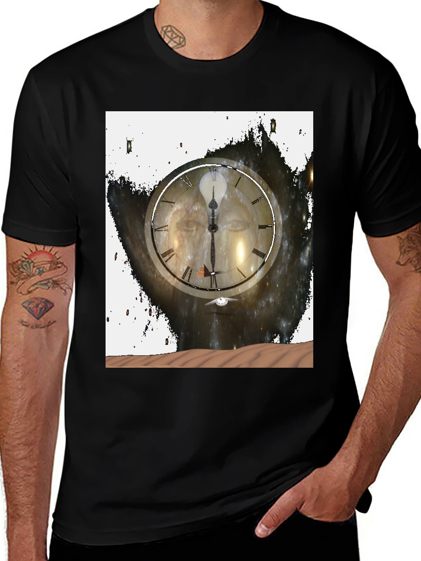 Variant 28 of Time and Space Graphic Tee - Black Cotton Comfort