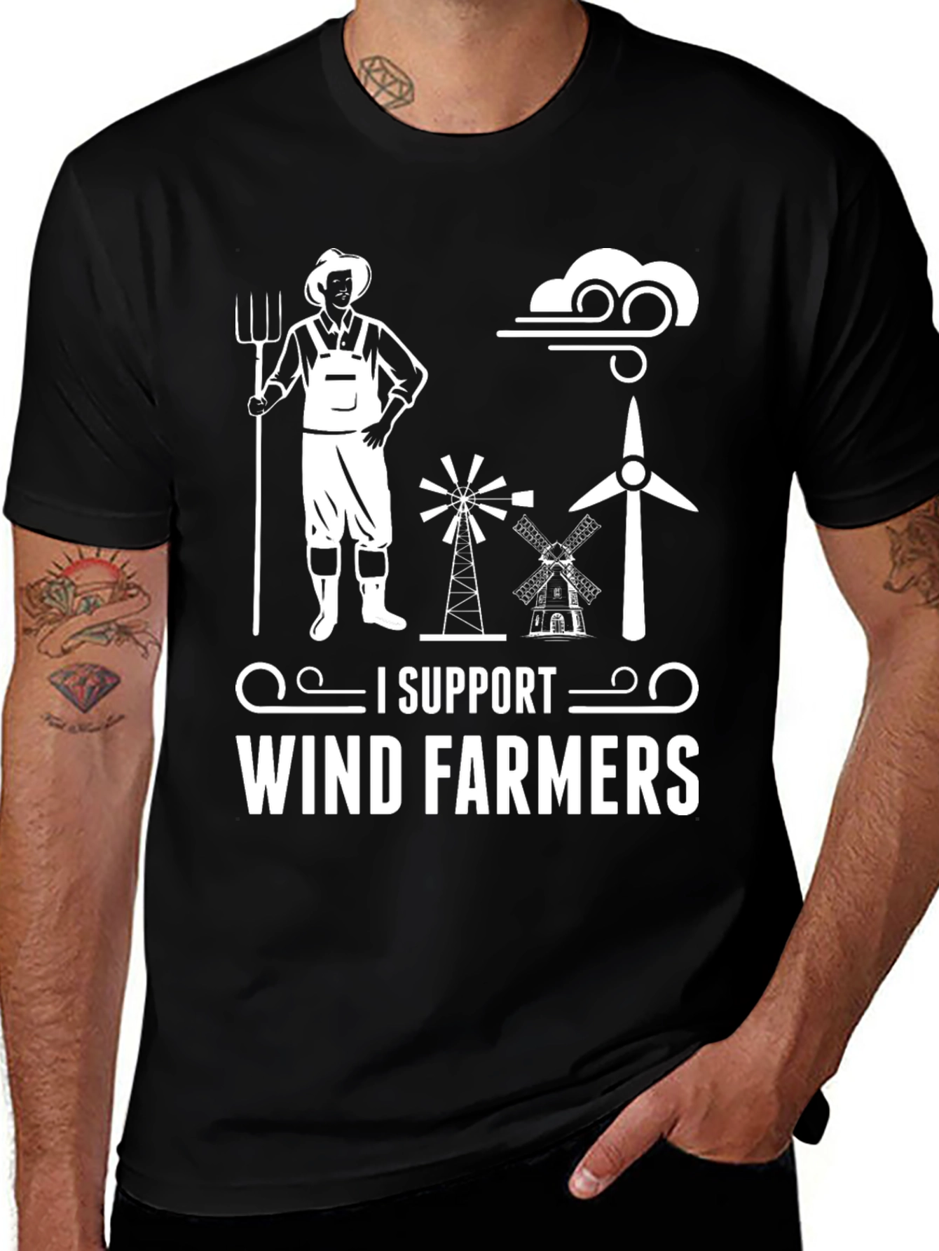Variant 22 of I Support Wind Farmers Graphic T-Shirt