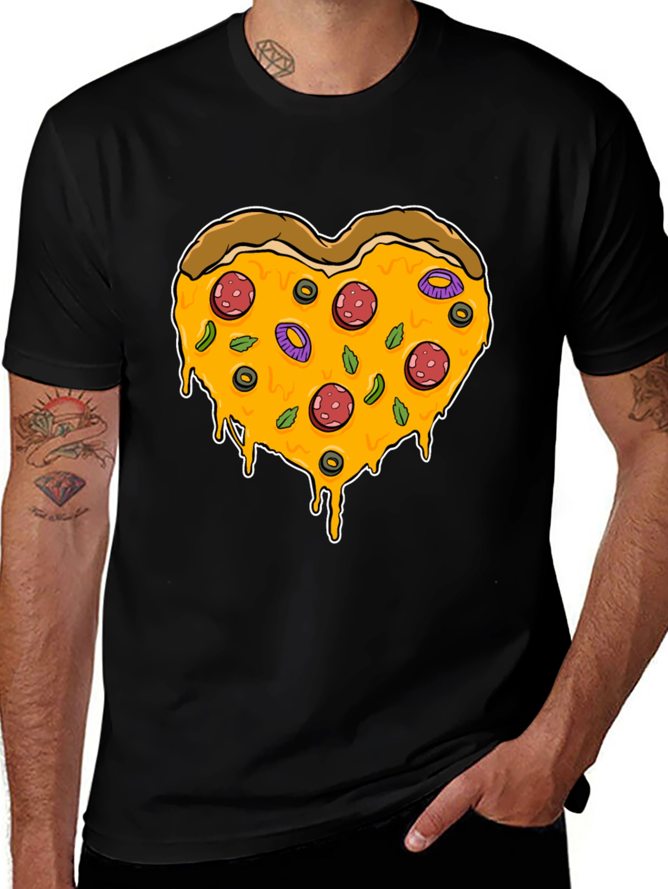 Variant 11 of Pizza Heart Graphic T-Shirt - Novelty Tee