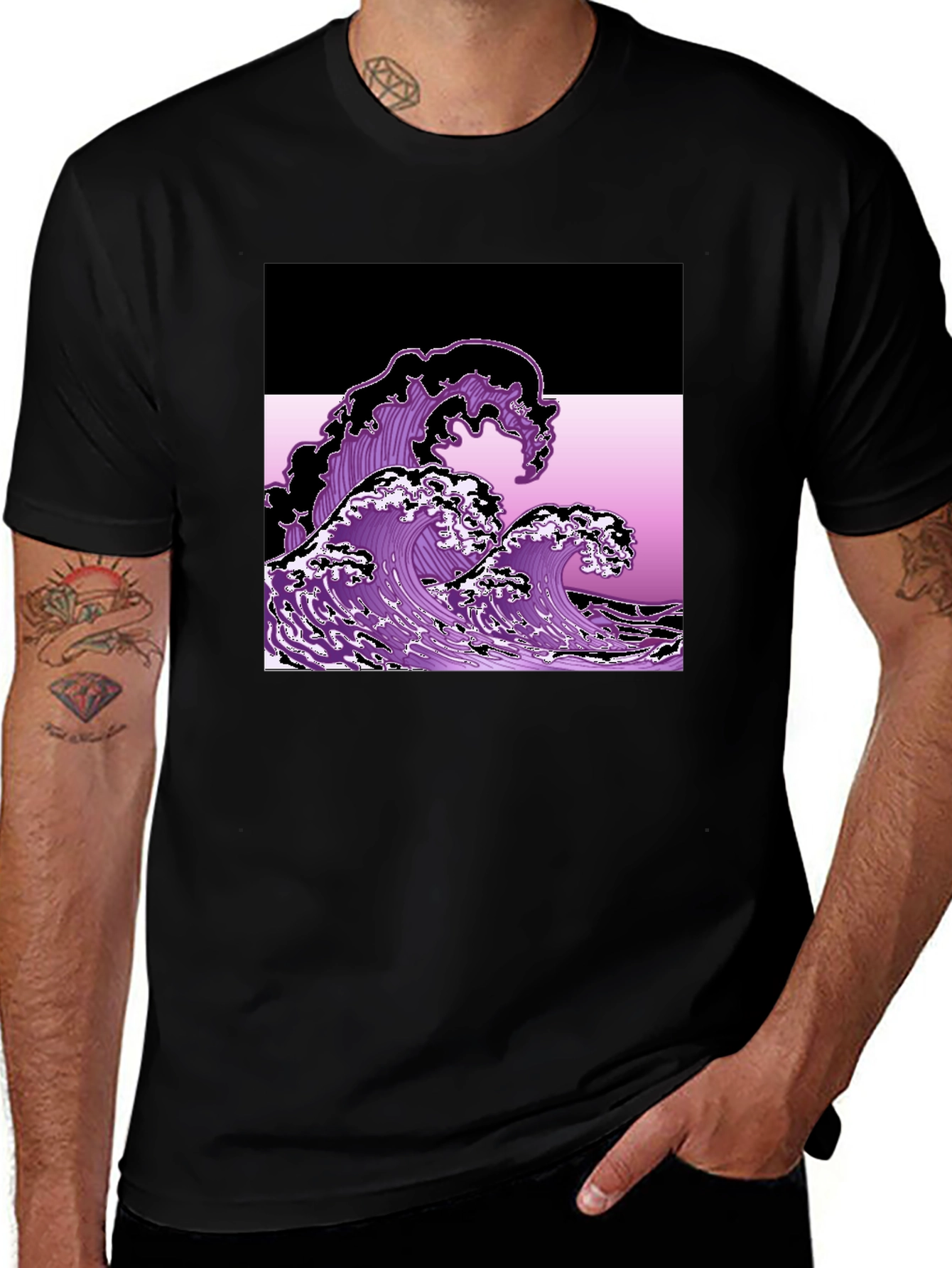 Variant 19 of Purple Wave Graphic Tee - Stylish Comfort