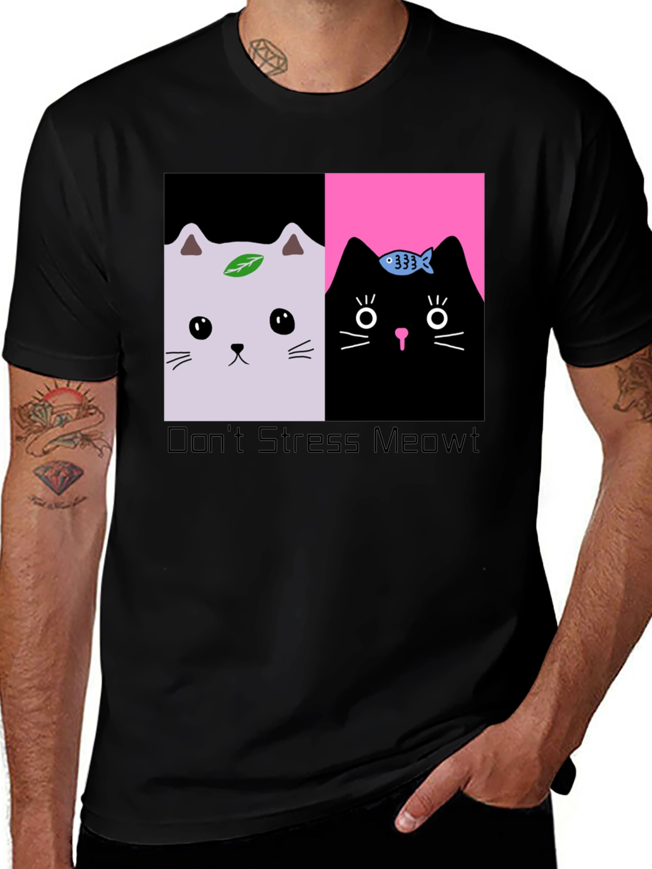 Variant 16 of Cute Cat Graphic T-Shirt - Don't Stress Meowt