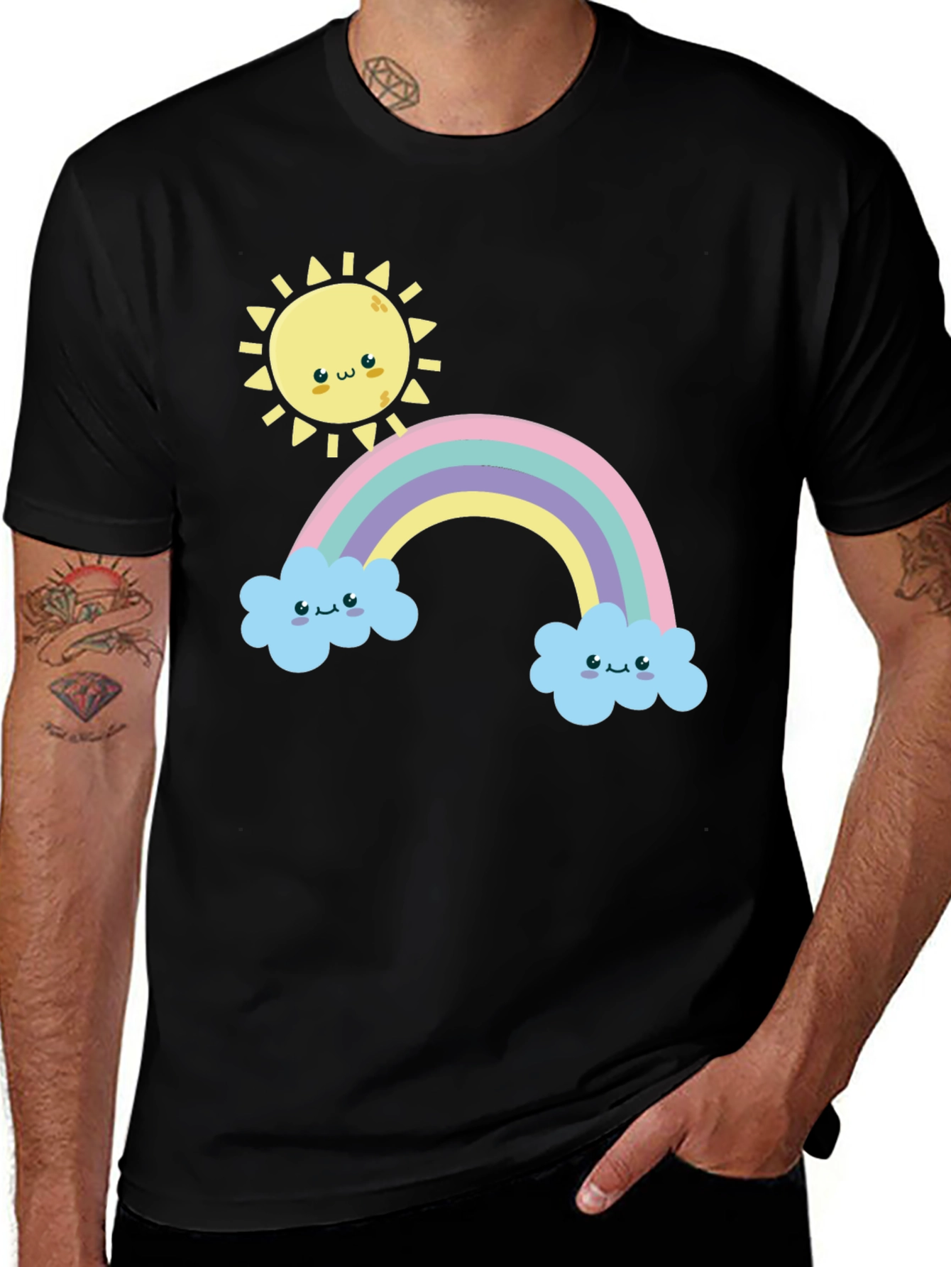 Variant 18 of Cute Cartoon Rainbow and Sun Graphic T-Shirt