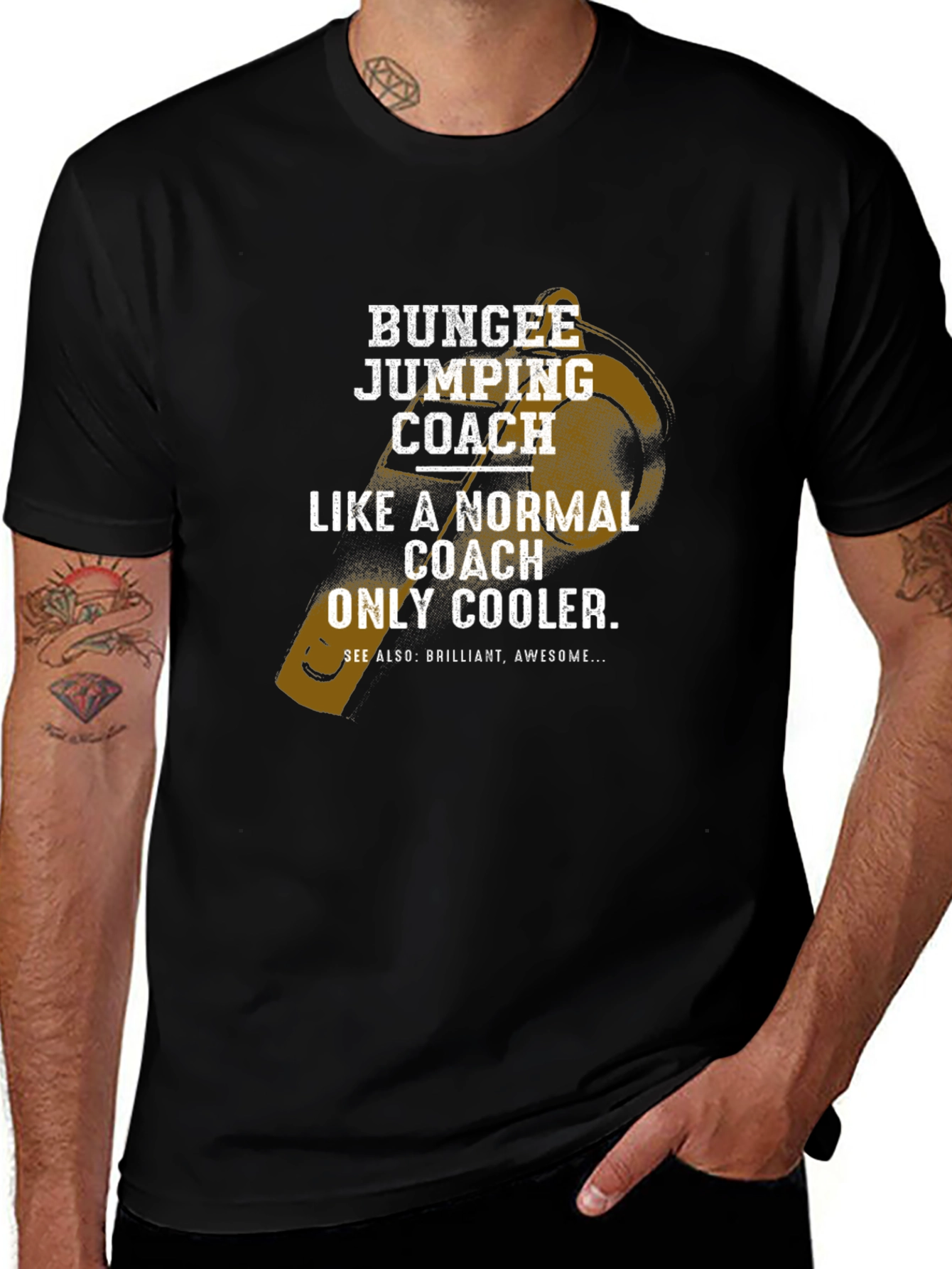 Bungee Jumping Coach Graphic Tee - Cool Coach Shirt