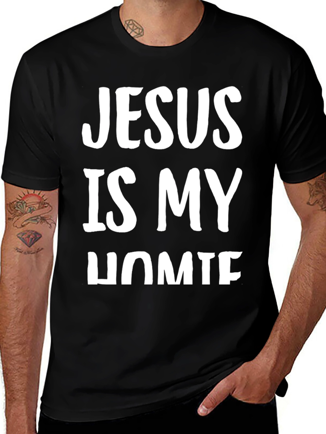 Variant 14 of Jesus Is My Homie Black Graphic T-Shirt