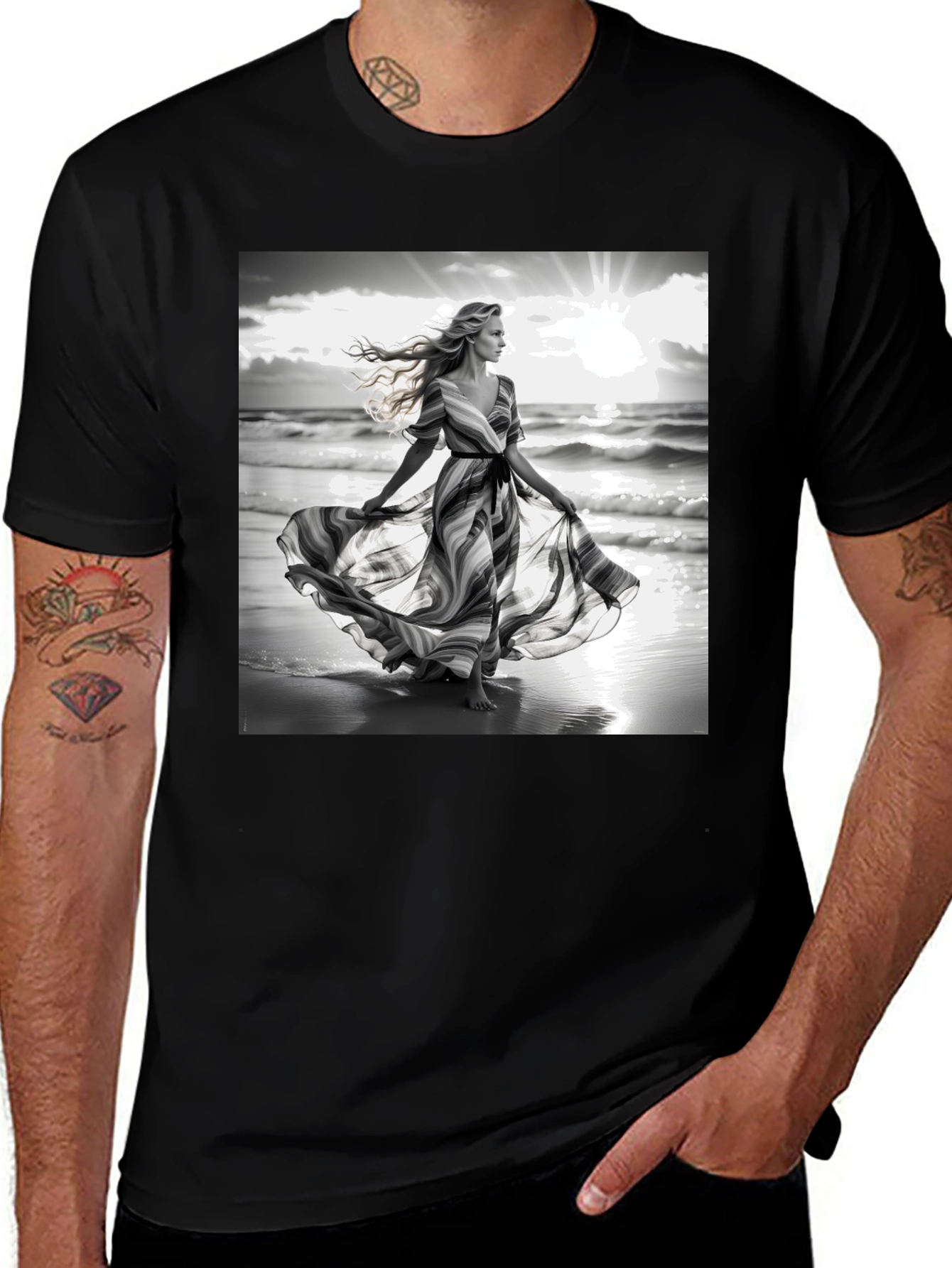 Variant 10 of Elegant Woman on Beach T-Shirt