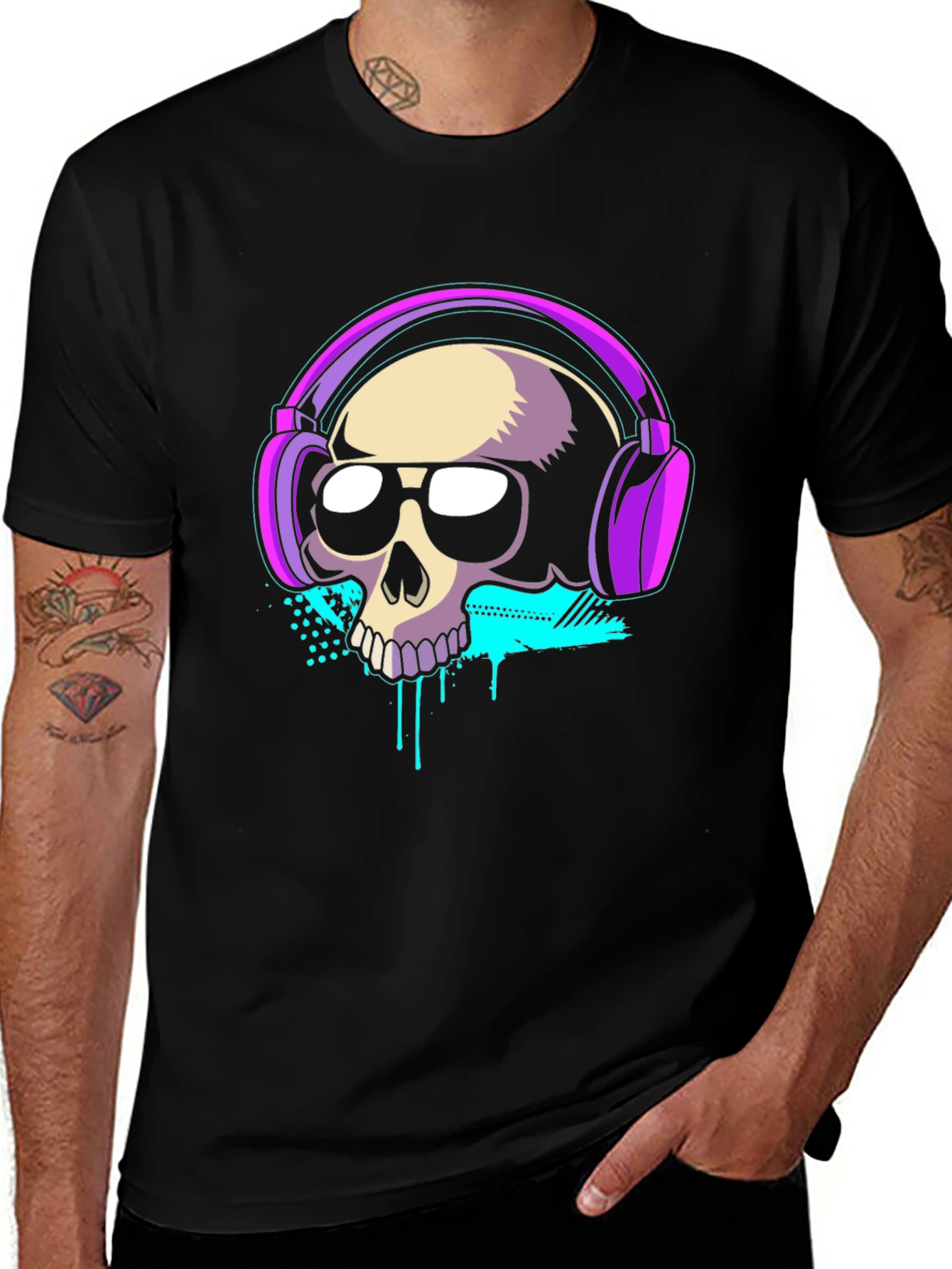 Variant 5 of Skull with Headphones Graphic Tee