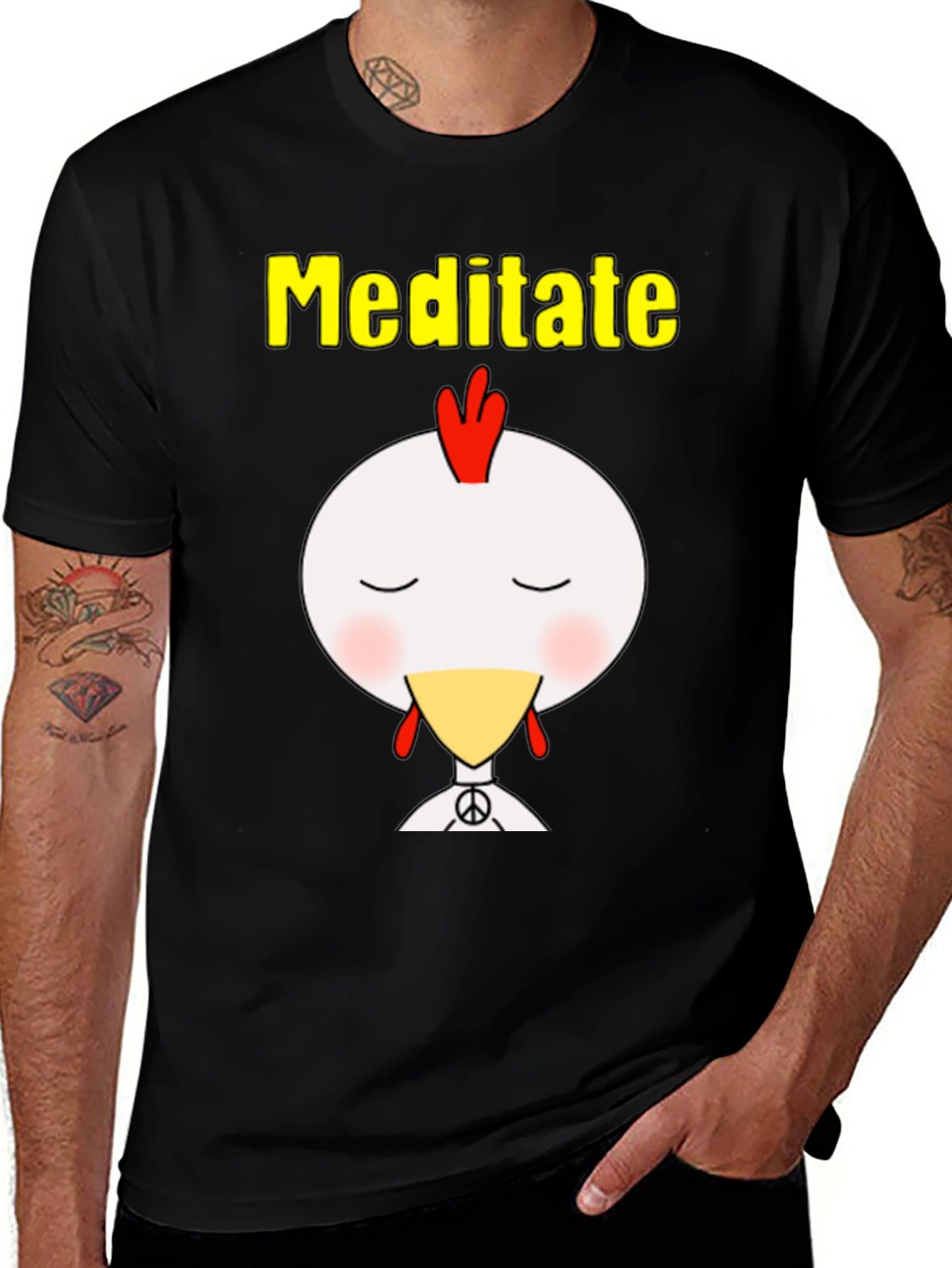 Variant 17 of Meditate Chicken Graphic T-Shirt